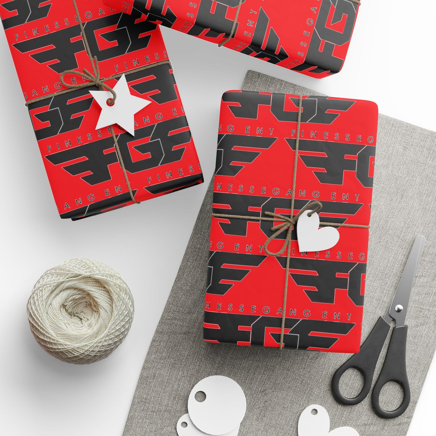 Bold RED FGE Geometric Wrapping Paper – Unique Gift Wrap for All Occasions, Birthday, Holiday, Wedding, Eco-Friendly Packaging