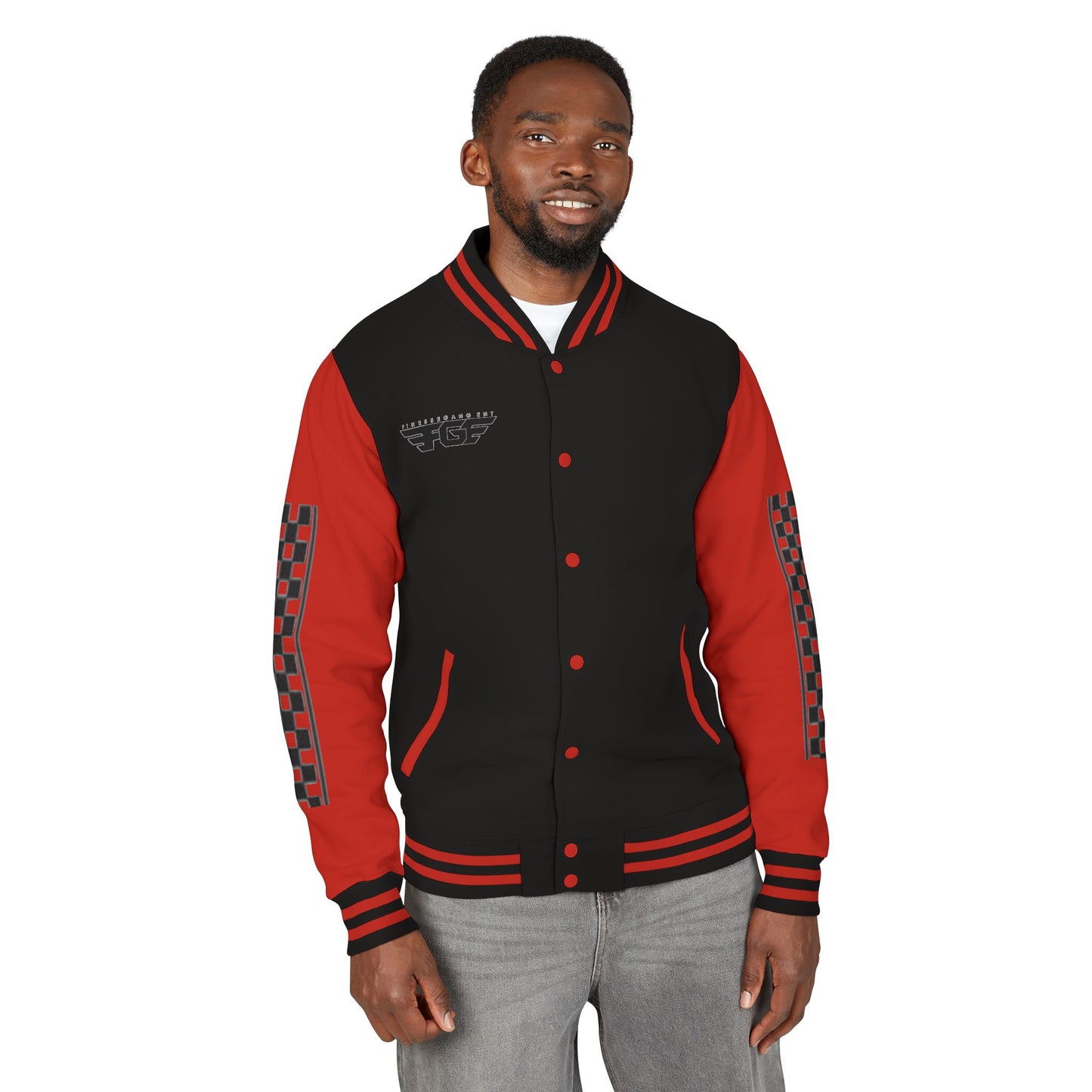 Stylish FGE Unisex Heavyweight Letterman Jacket with Bold Pattern - Perfect for Sports Fans, Casual Wear, College Events, Gifts & Celebrations