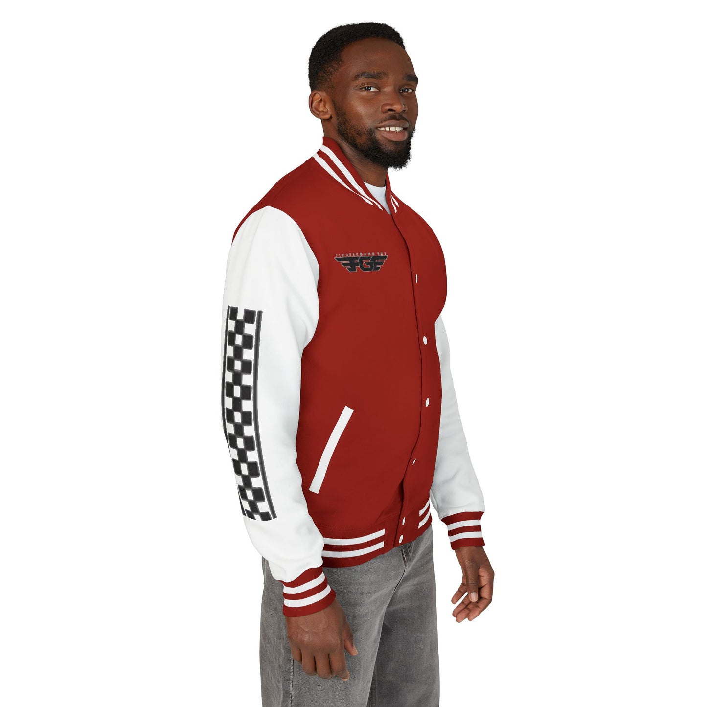 Stylish FGE Unisex Heavyweight Letterman Jacket with Bold Pattern - Perfect for Sports Fans, Casual Wear, College Events, Gifts & Celebrations