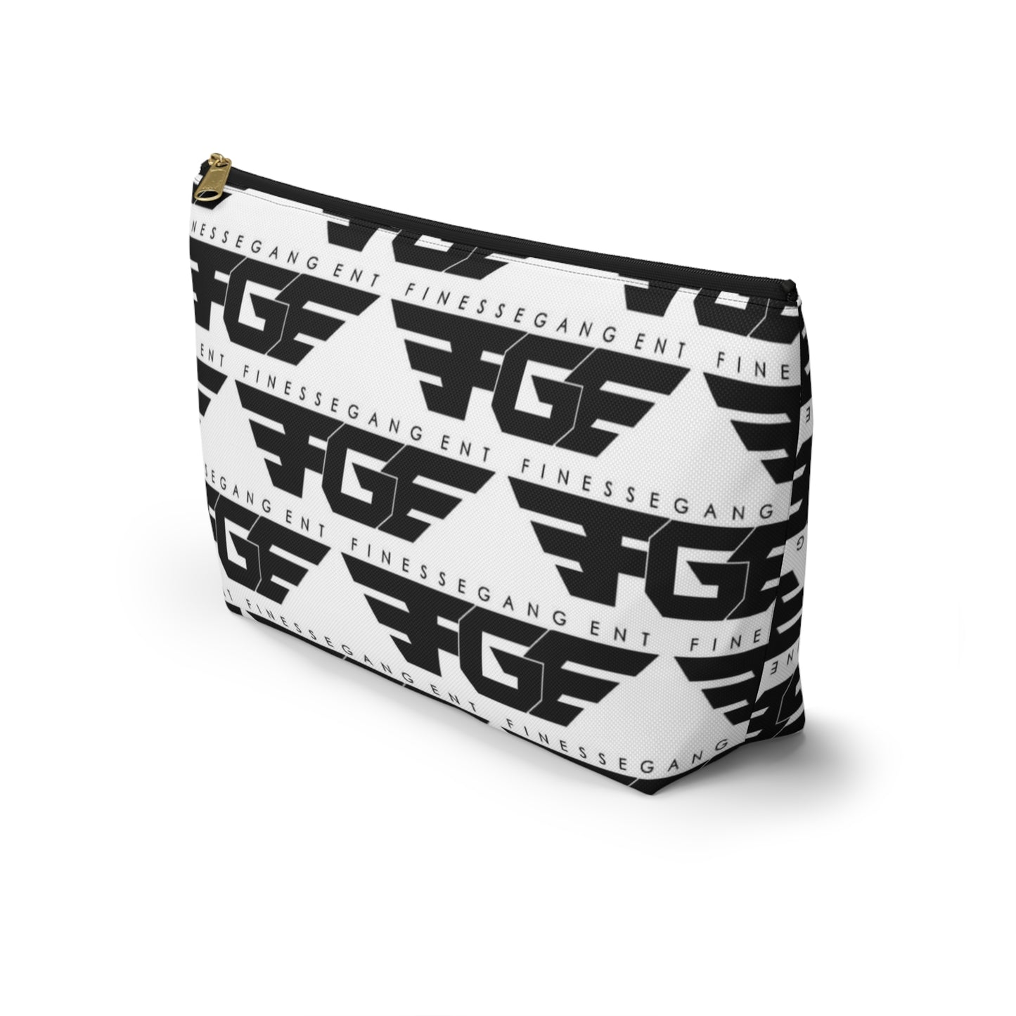 Stylish FGE Accessory Pouch - FinesseGang Design, Makeup Bag, Toiletry Bag, Travel Organizer, Gift for Trendsetters, Black and White Style