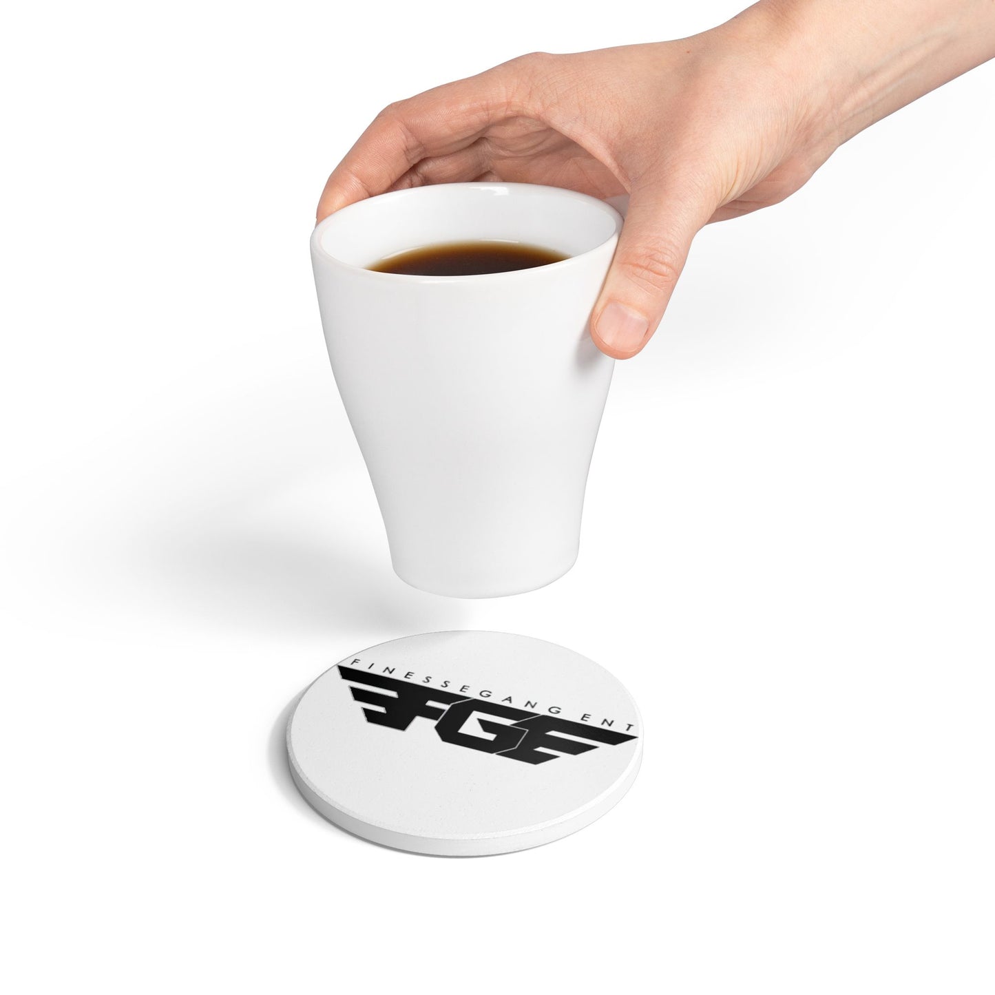Stylish FGE Ceramic Coaster Set - Finessegang FGF Design, Home Decor, Drinkware, Gift for Friends, Party Essential
