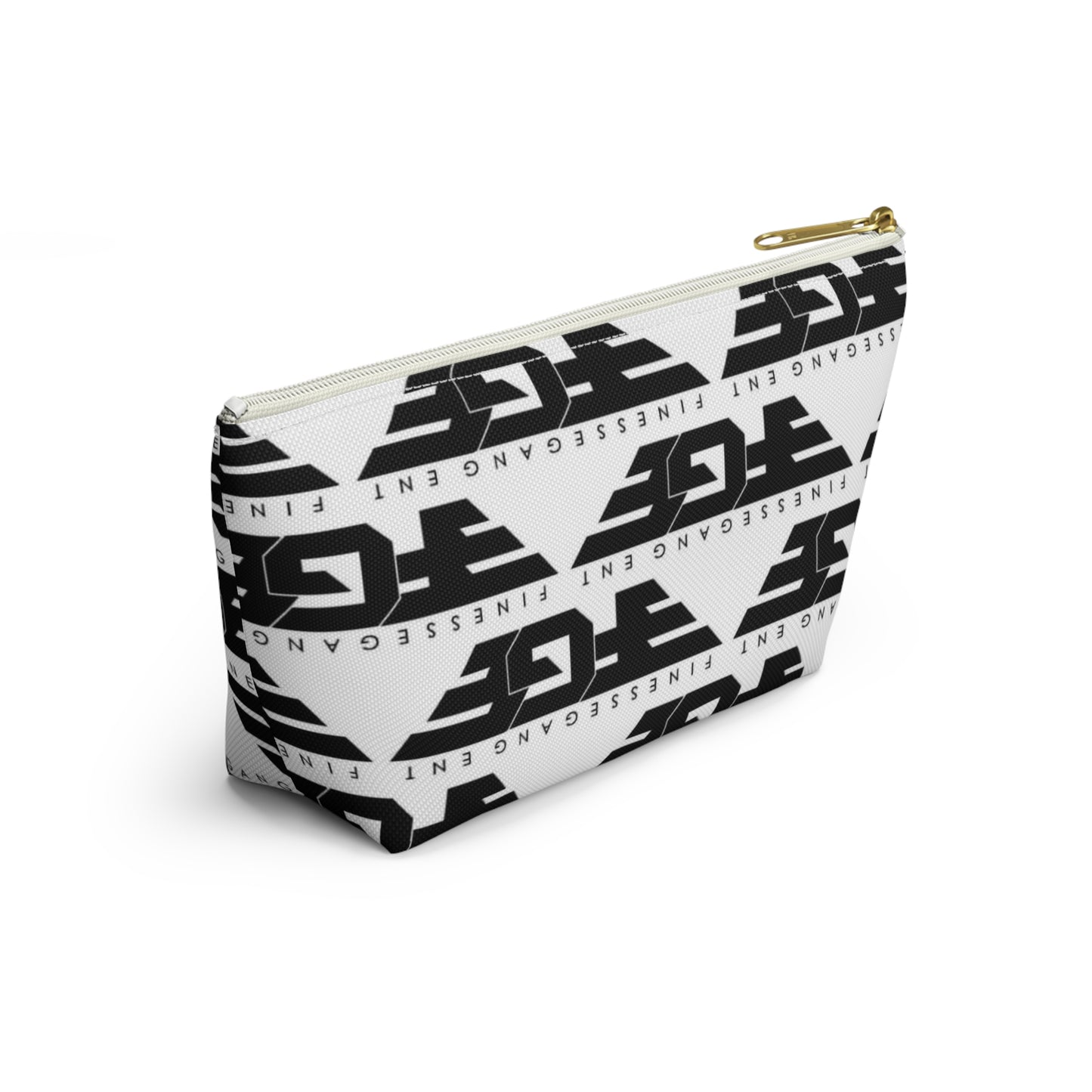 Stylish FGE Accessory Pouch - FinesseGang Design, Makeup Bag, Toiletry Bag, Travel Organizer, Gift for Trendsetters, Black and White Style