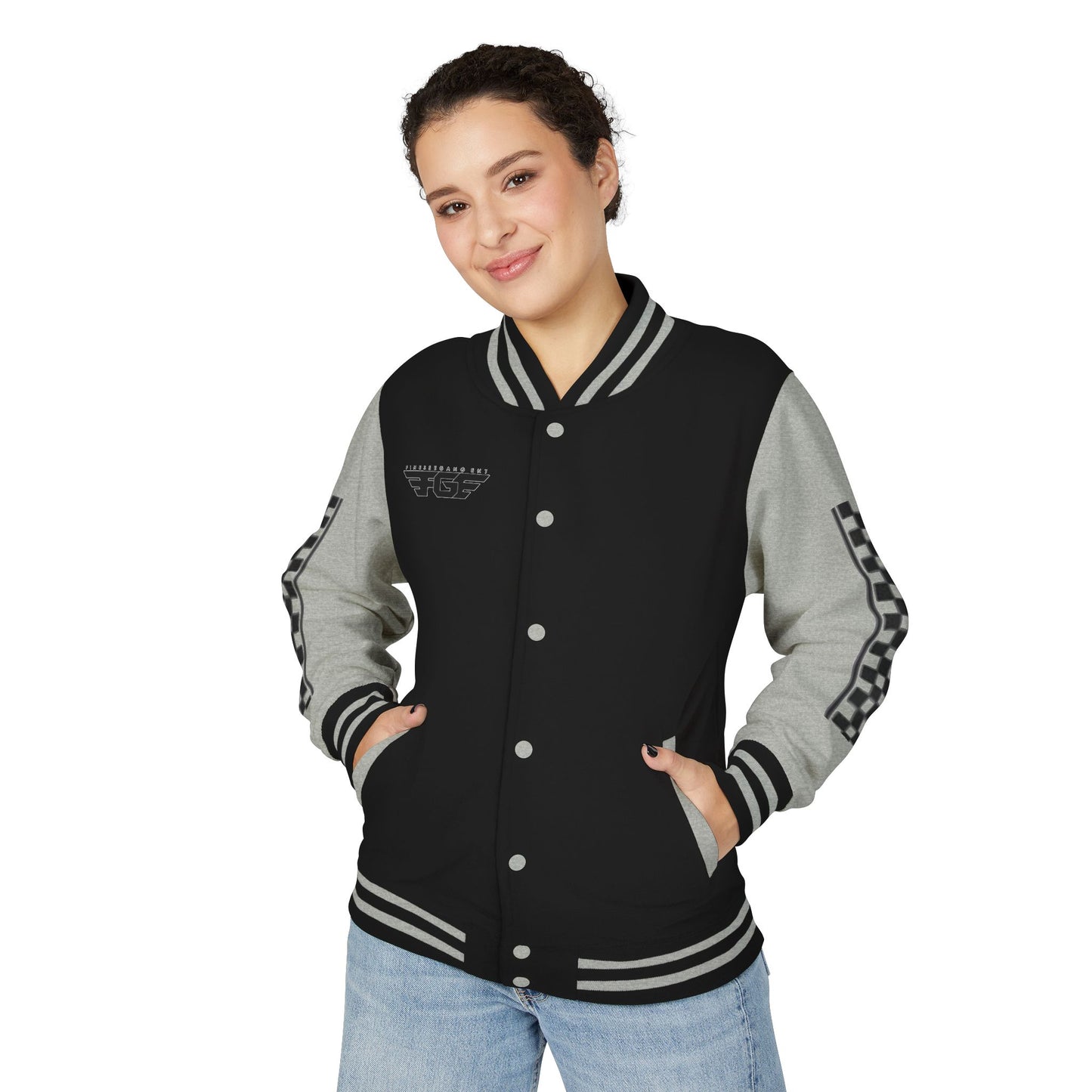 Stylish FGE Unisex Heavyweight Letterman Jacket with Bold Pattern - Perfect for Sports Fans, Casual Wear, College Events, Gifts & Celebrations