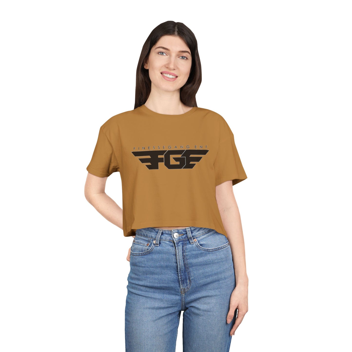 FGE Fitness Gang Women's Crop Tee, Trendy Workout Top, Gym Apparel, Casual Style, Fashionable Sportswear