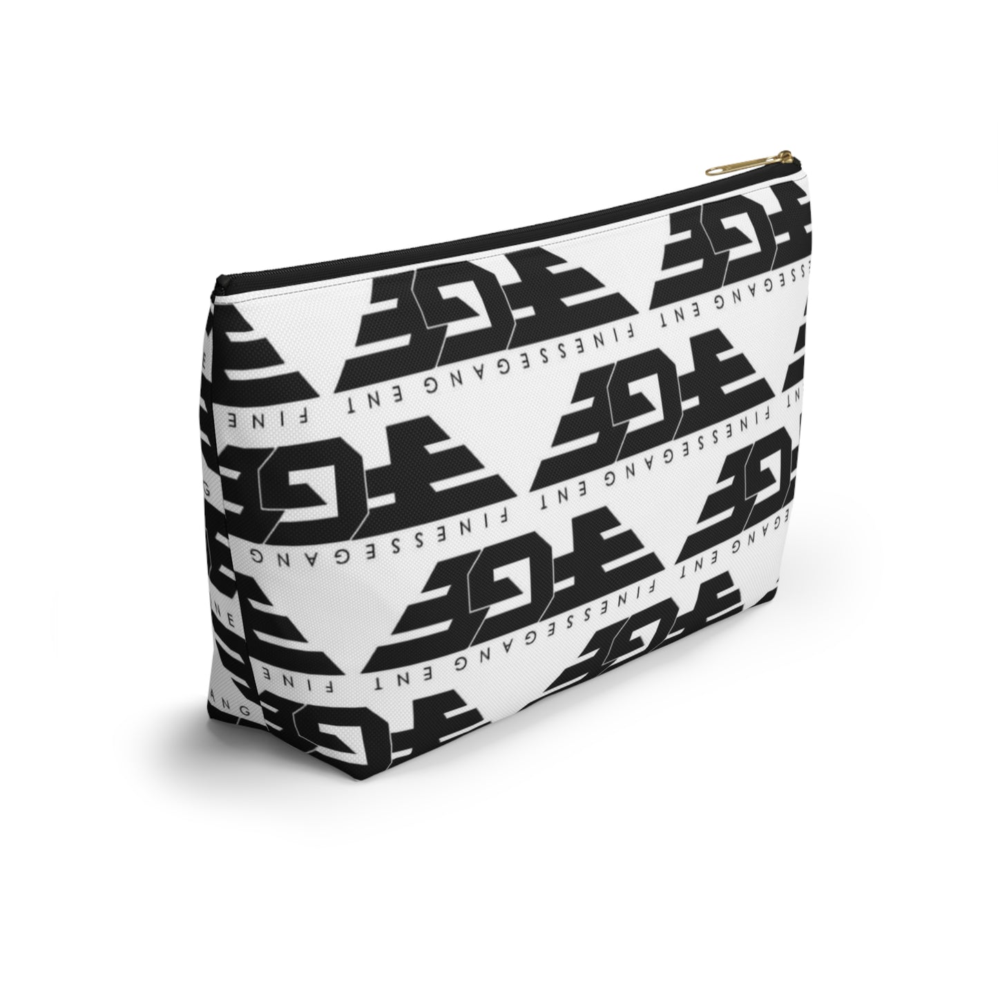 Stylish FGE Accessory Pouch - FinesseGang Design, Makeup Bag, Toiletry Bag, Travel Organizer, Gift for Trendsetters, Black and White Style