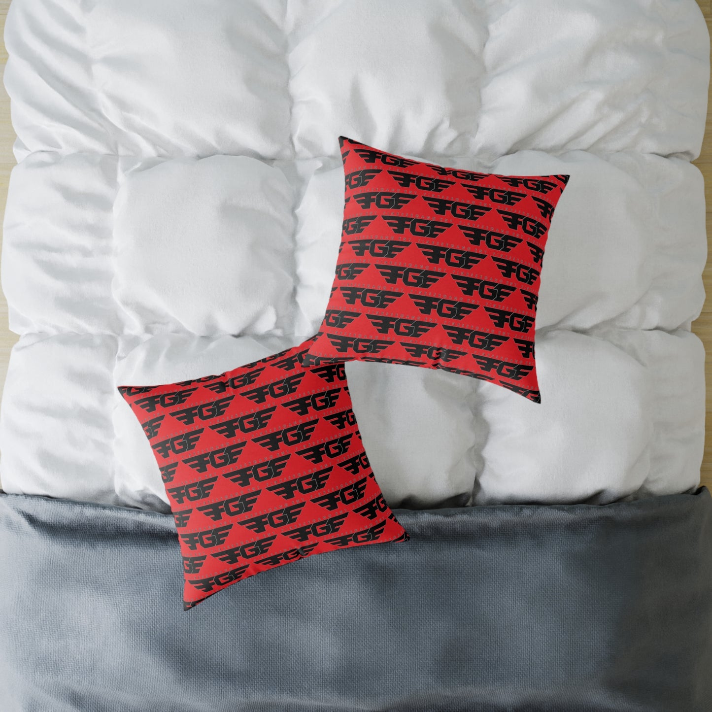 Stylish FGE Square Poly Canvas Pillow with Bold Graphic Design, Modern Home Decor, Cozy Accent, Gift for Friends, Unique Throw Cushion