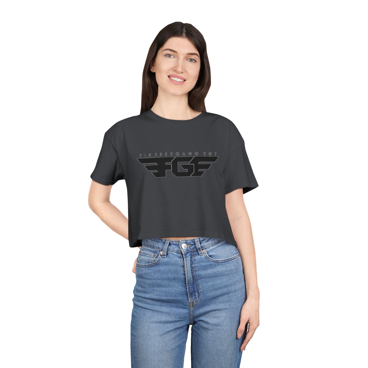 FGE Fitness Gang Women's Crop Tee, Trendy Workout Top, Gym Apparel, Casual Style, Fashionable Sportswear
