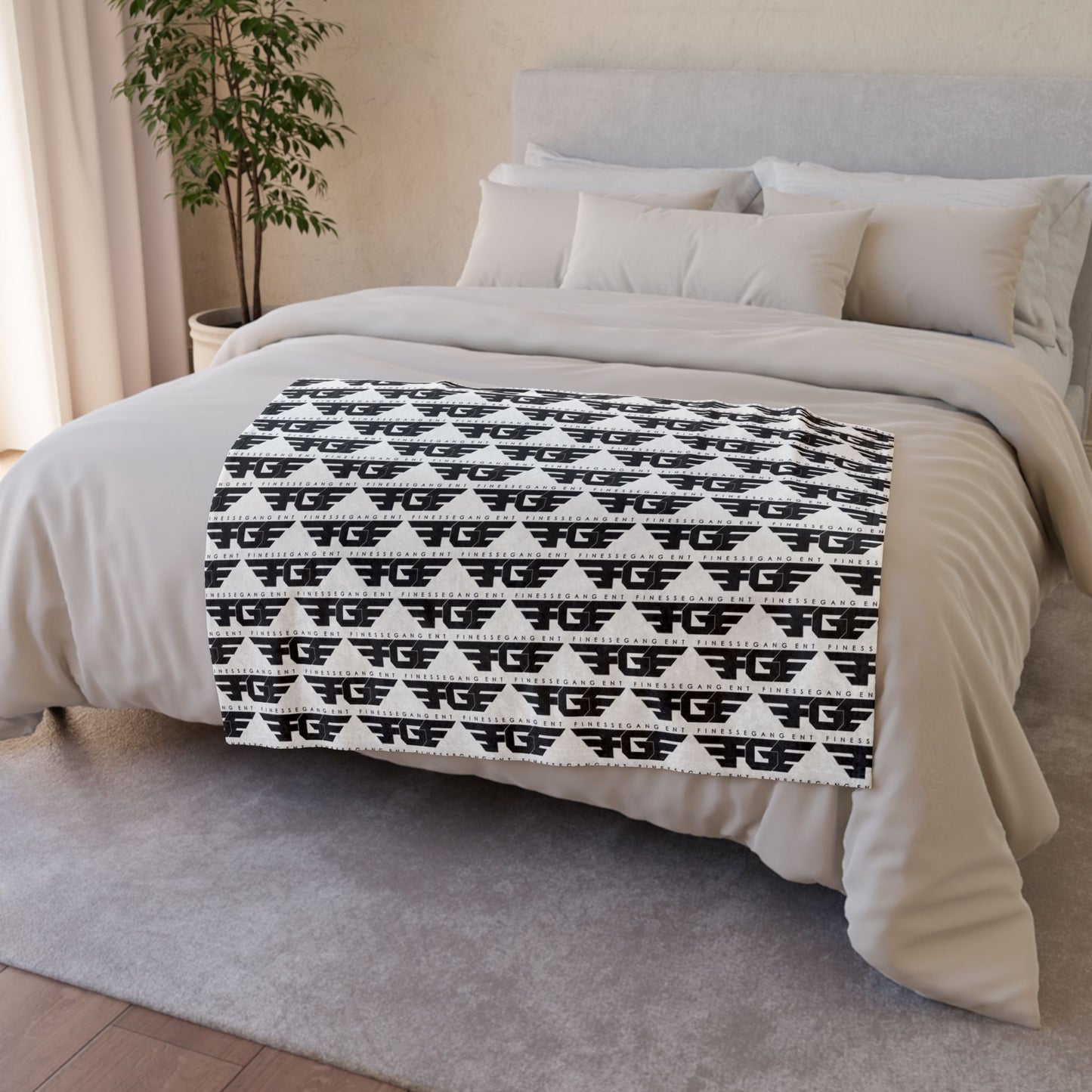 Cozy Patterned FGE Throw Blanket - Soft Polyester Blanket, Modern Decor, Home Warmth, Gift for Her, Boho Style, Comfortable Furniture Accent