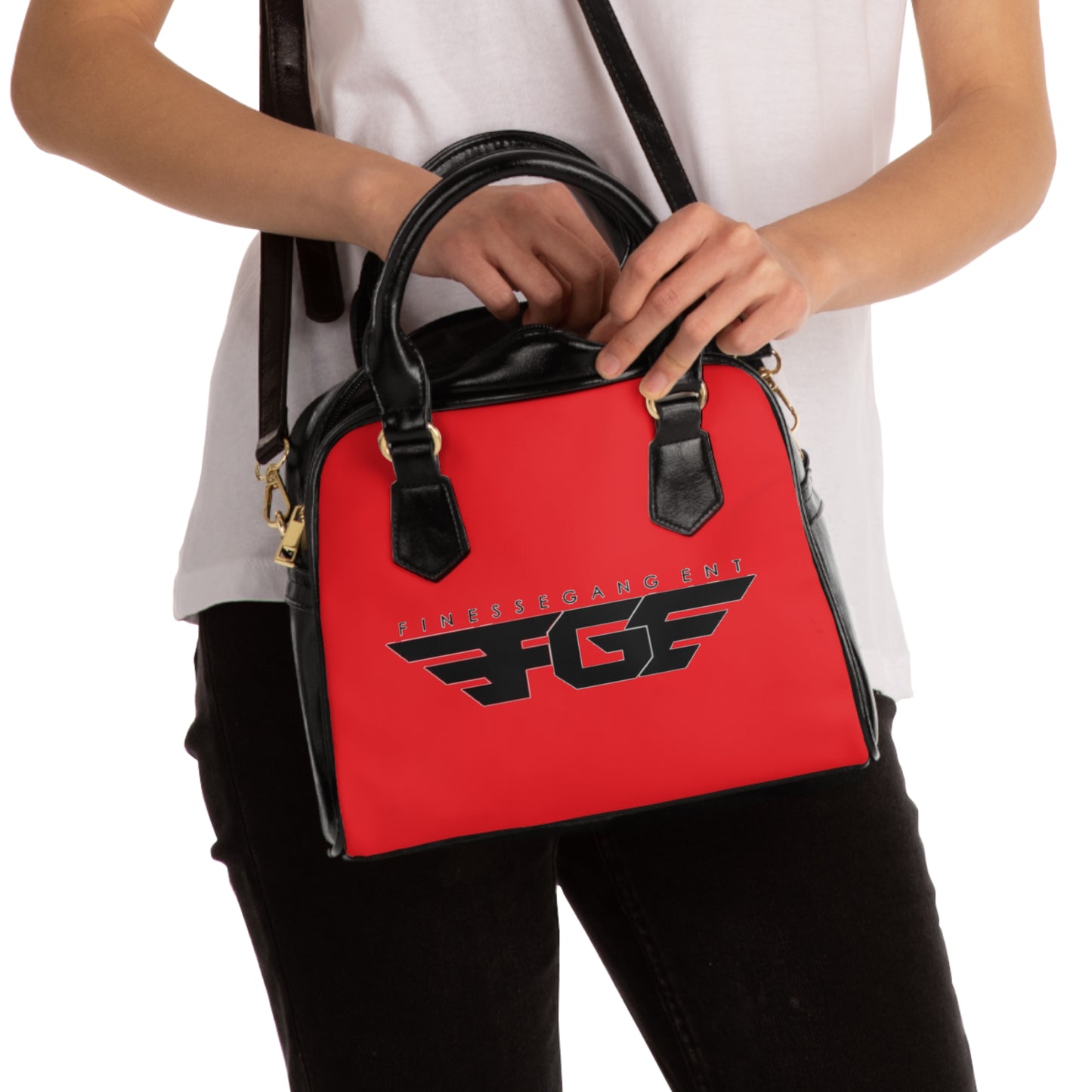 Bold Red FGE Shoulder Handbag | Stylish Tote for Casual Outings, Great Gift for Fashion Lovers, Everyday Use, Unique Design