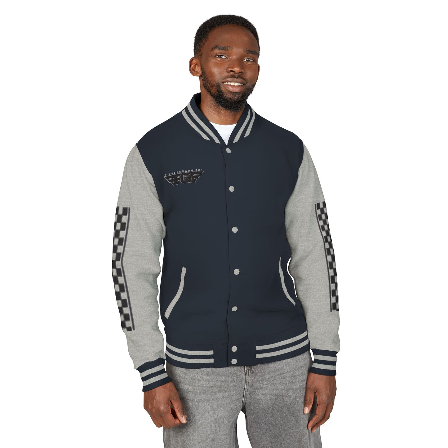 Stylish FGE Unisex Heavyweight Letterman Jacket with Bold Pattern - Perfect for Sports Fans, Casual Wear, College Events, Gifts & Celebrations
