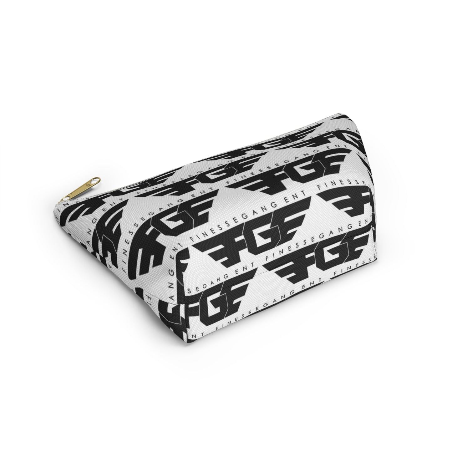 Stylish FGE Accessory Pouch - FinesseGang Design, Makeup Bag, Toiletry Bag, Travel Organizer, Gift for Trendsetters, Black and White Style
