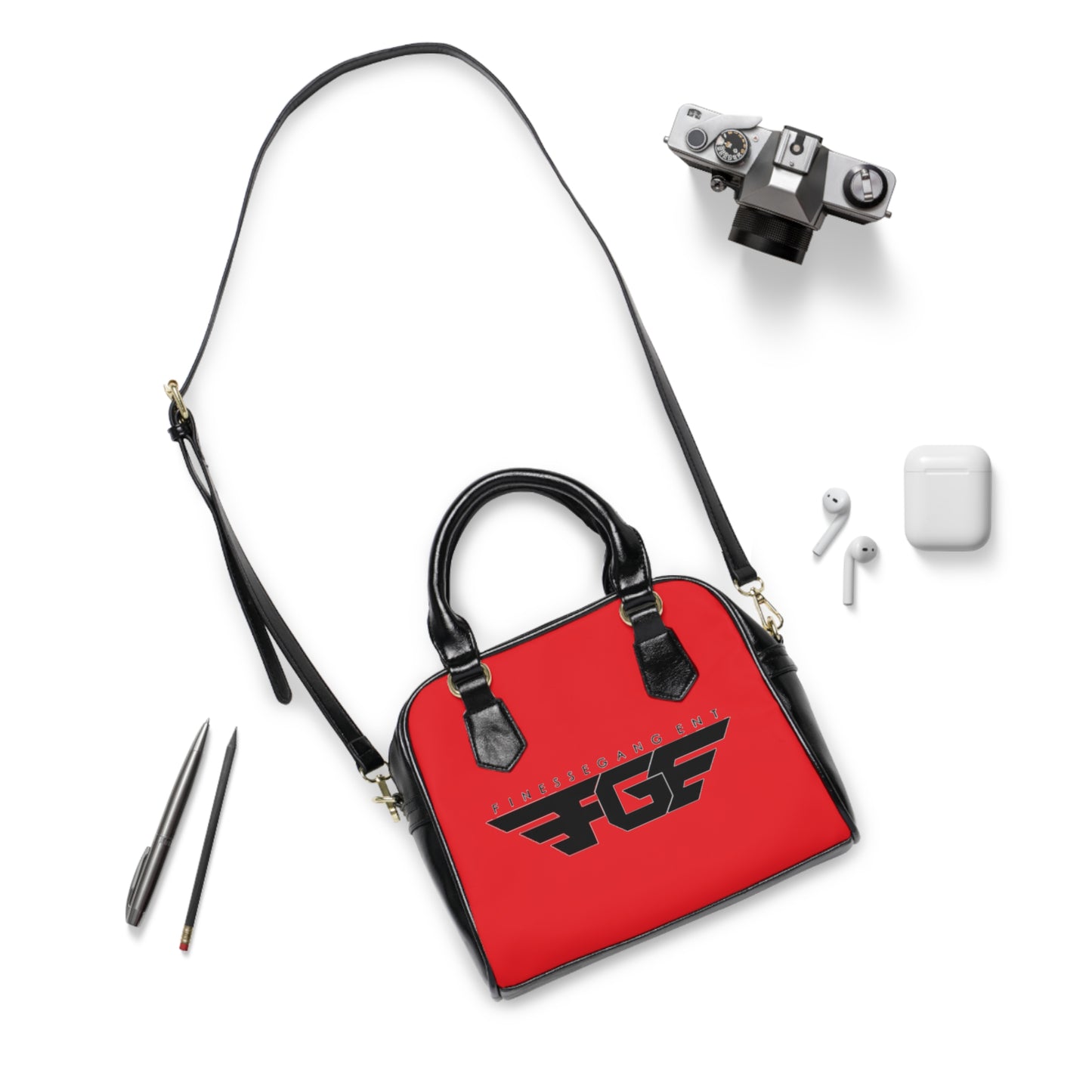 Bold Red FGE Shoulder Handbag | Stylish Tote for Casual Outings, Great Gift for Fashion Lovers, Everyday Use, Unique Design