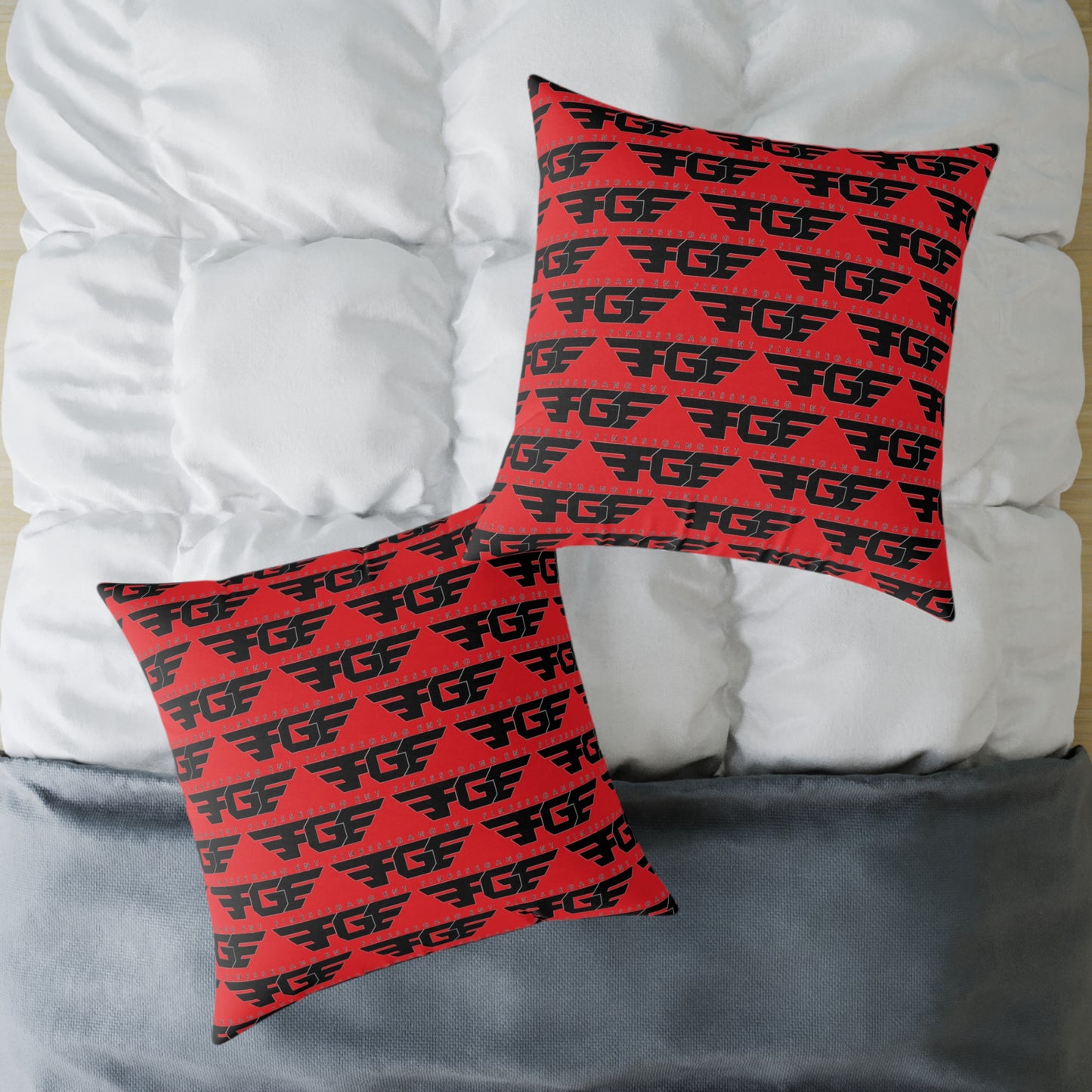 Stylish FGE Square Poly Canvas Pillow with Bold Graphic Design, Modern Home Decor, Cozy Accent, Gift for Friends, Unique Throw Cushion