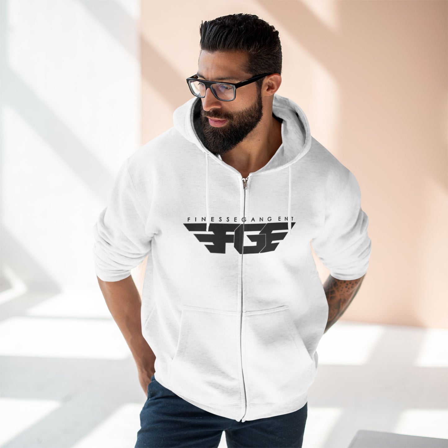 FGE Stylish Zip Hoodie for Fitness Enthusiasts, Casual Wear, Gym Apparel, Gift for Athletes, Trendy Outerwear