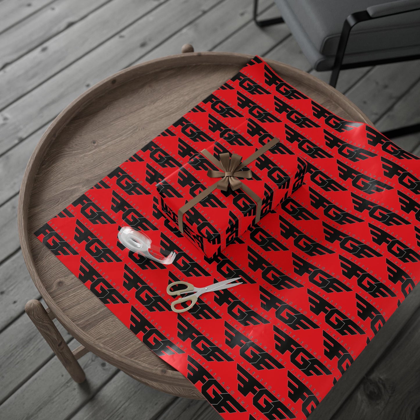 Bold RED FGE Geometric Wrapping Paper – Unique Gift Wrap for All Occasions, Birthday, Holiday, Wedding, Eco-Friendly Packaging