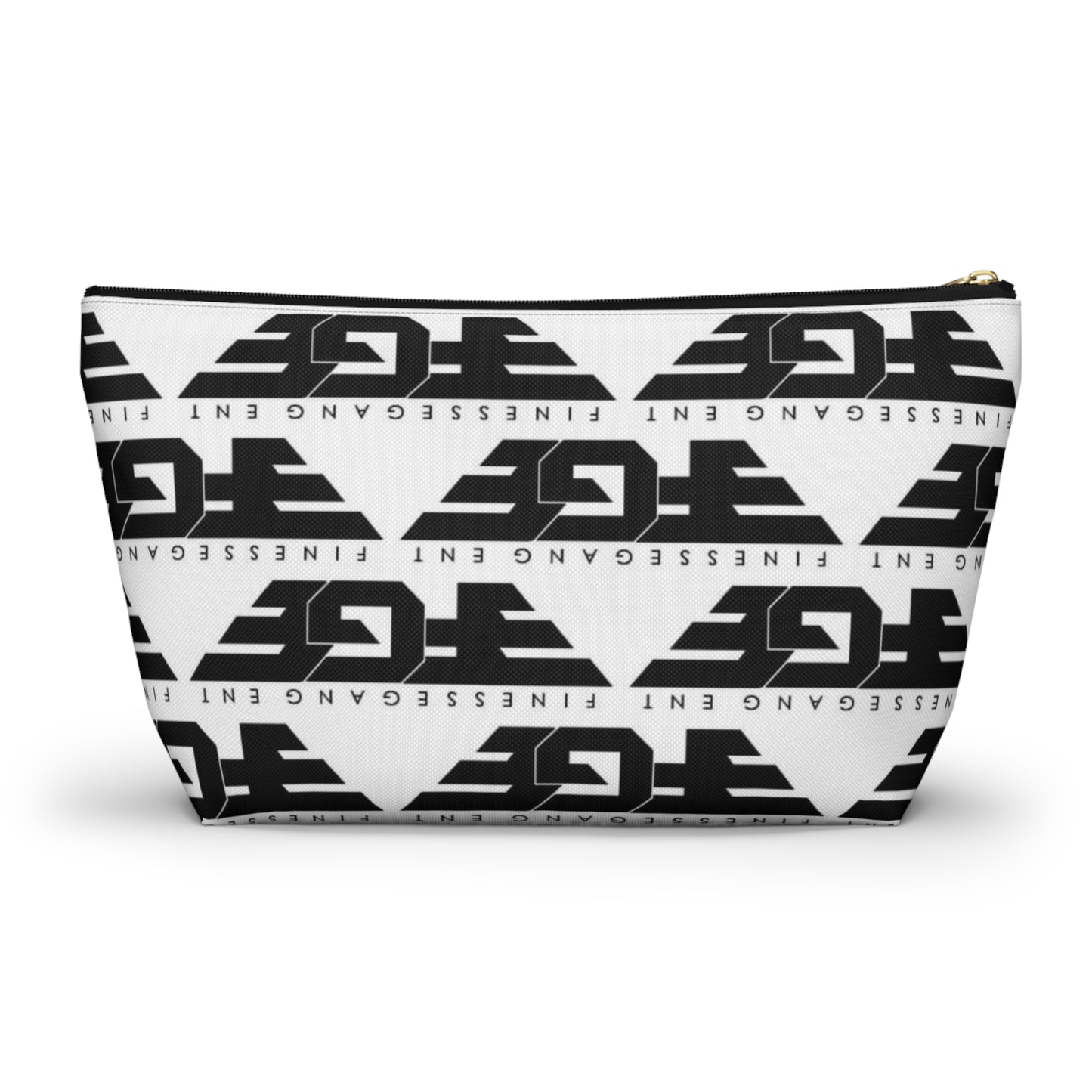 Stylish FGE Accessory Pouch - FinesseGang Design, Makeup Bag, Toiletry Bag, Travel Organizer, Gift for Trendsetters, Black and White Style