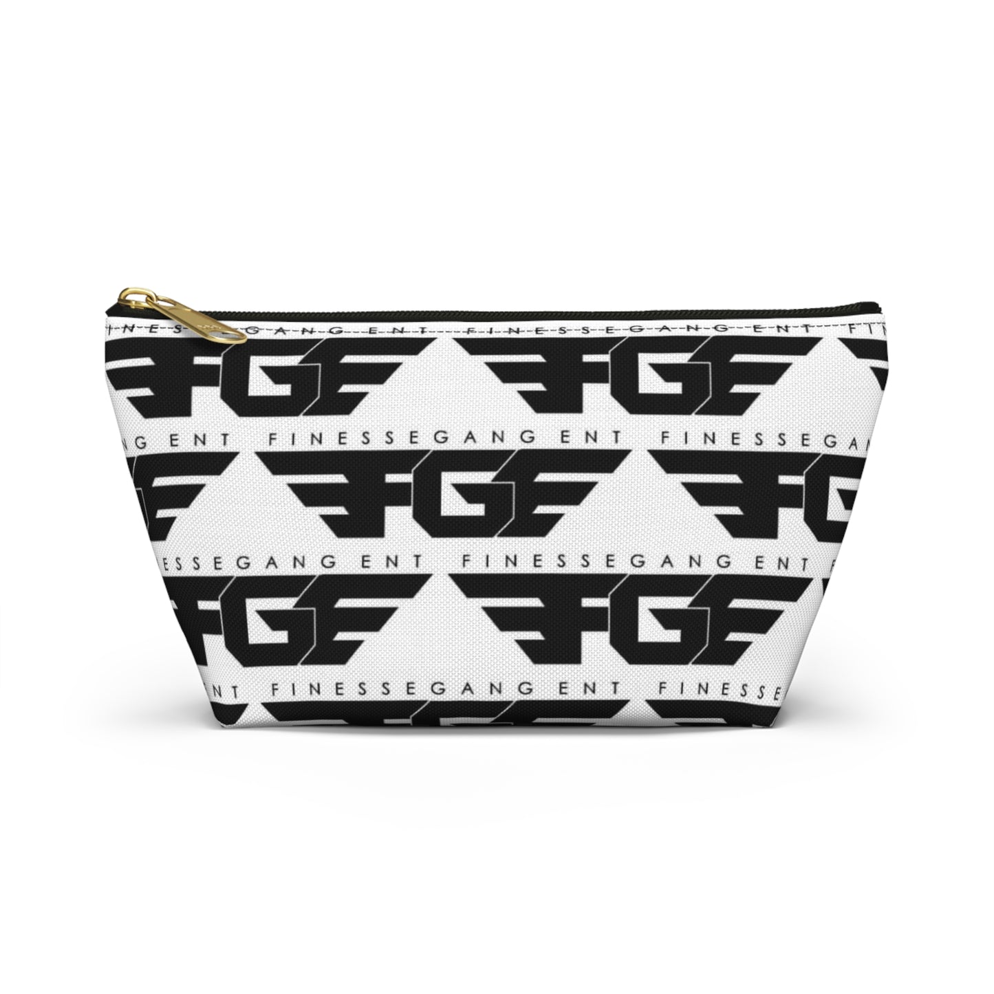 Stylish FGE Accessory Pouch - FinesseGang Design, Makeup Bag, Toiletry Bag, Travel Organizer, Gift for Trendsetters, Black and White Style