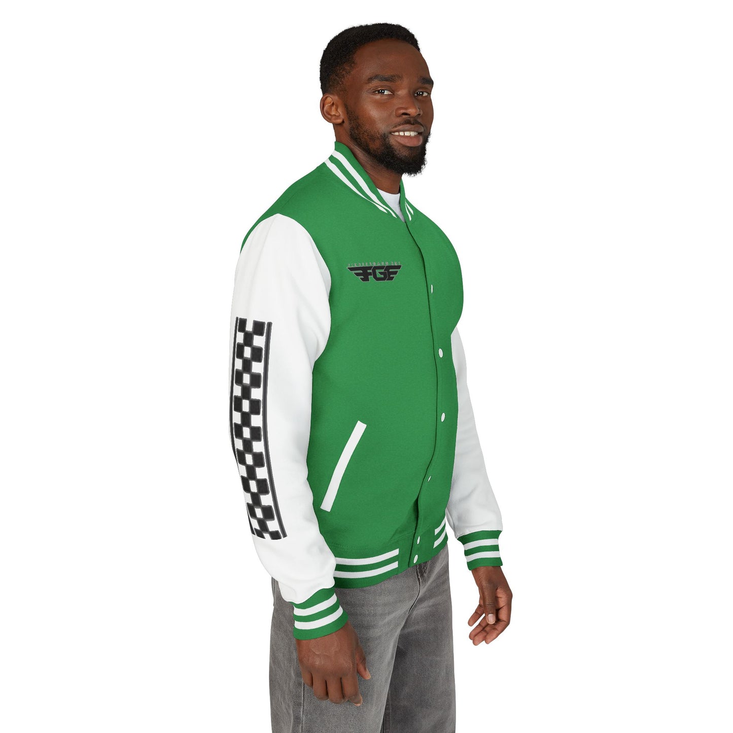 Stylish FGE Unisex Heavyweight Letterman Jacket with Bold Pattern - Perfect for Sports Fans, Casual Wear, College Events, Gifts & Celebrations