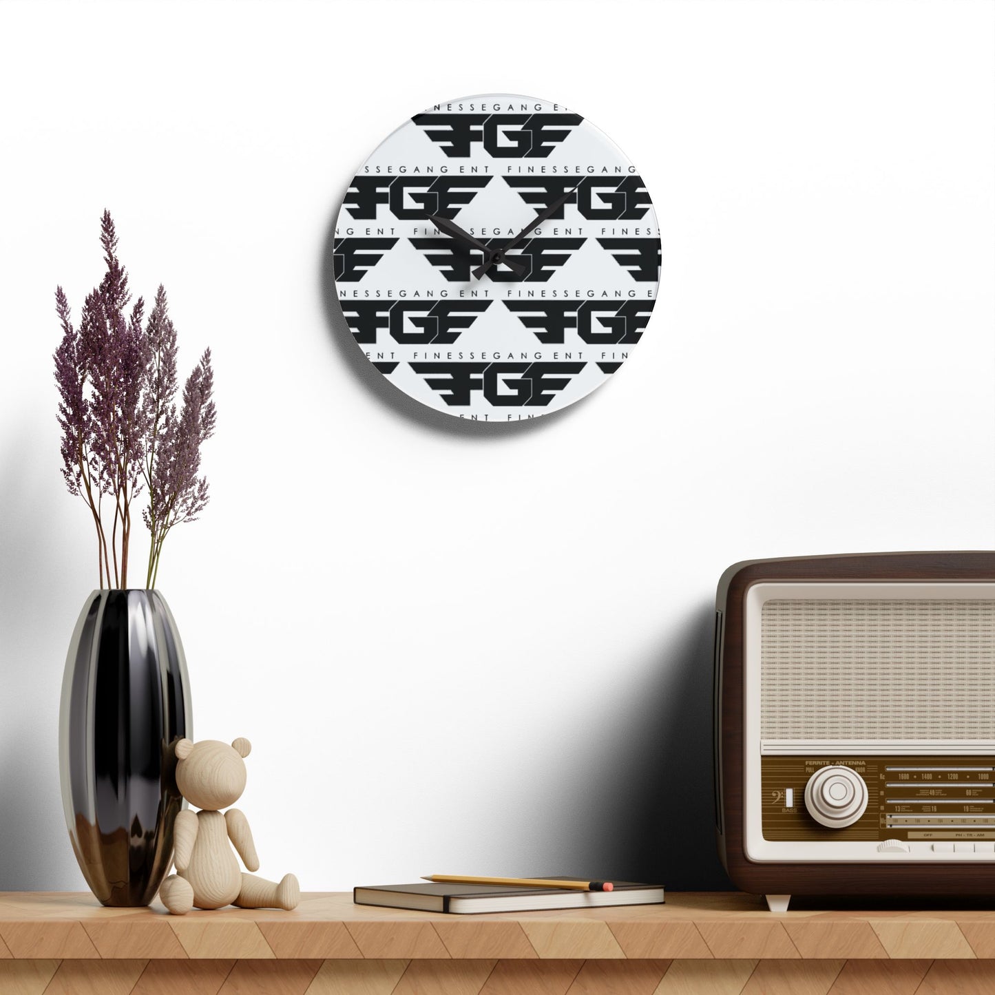 Stylish FGE Acrylic Wall Clock with Unique Graphic Design, Modern Home Decor, Minimalist Wall Art, Gift for Music Lovers, Unique Timepiece