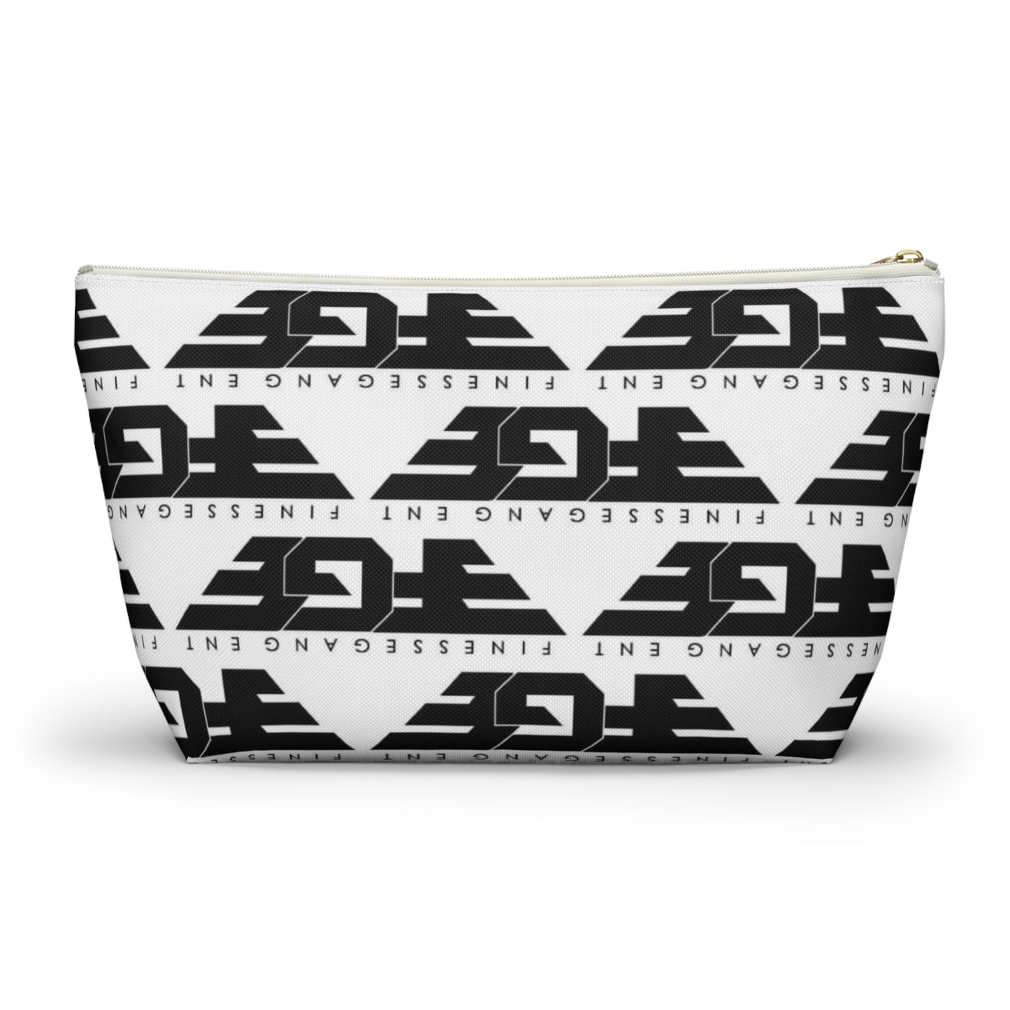 Stylish FGE Accessory Pouch - FinesseGang Design, Makeup Bag, Toiletry Bag, Travel Organizer, Gift for Trendsetters, Black and White Style