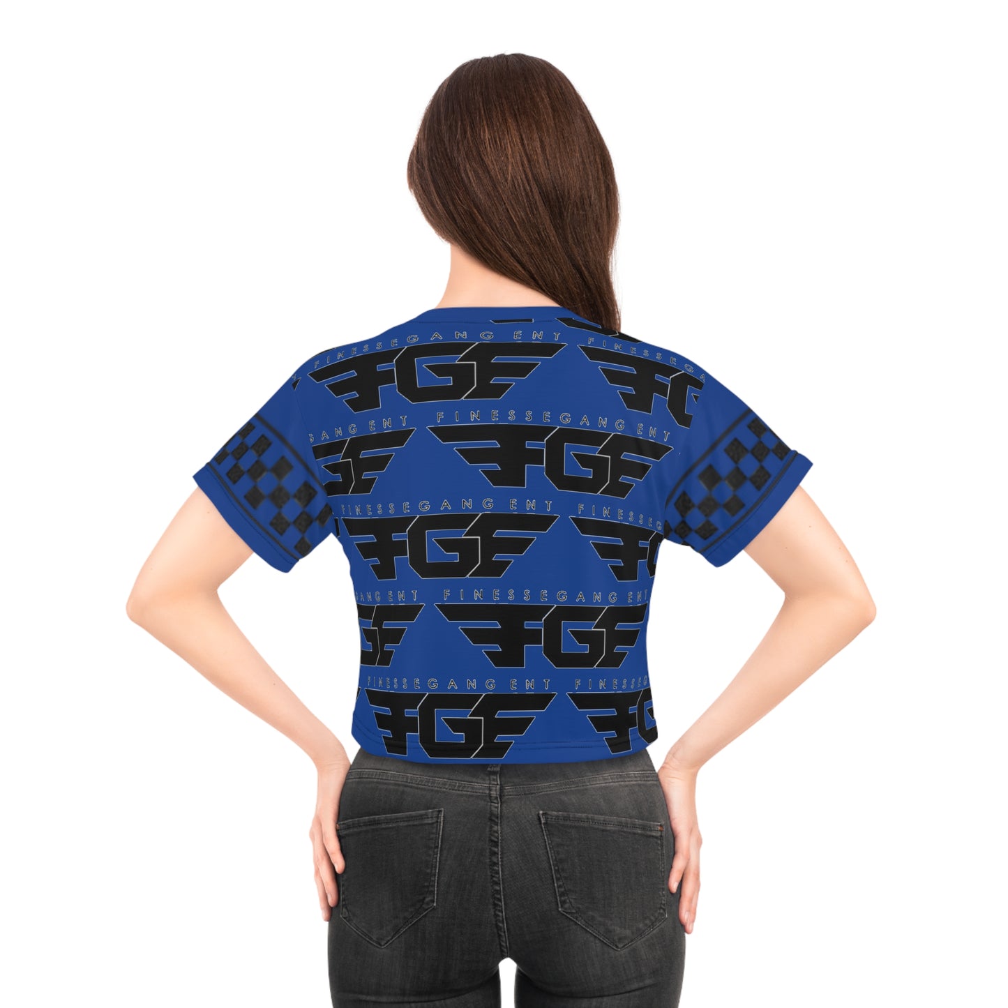 Bold BLUE FGE Graphic Crop Tee for Trendsetters, Streetwear Fashion, Cool Summer Style, Party Wear, Gift for Him/Her