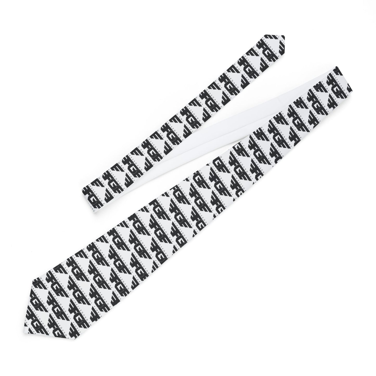 Stylish FGE Necktie for Formal Occasions, Fashion Accessory, Gift for Him, Office Wear, Wedding Attire, Modern Tie, Black and White Design