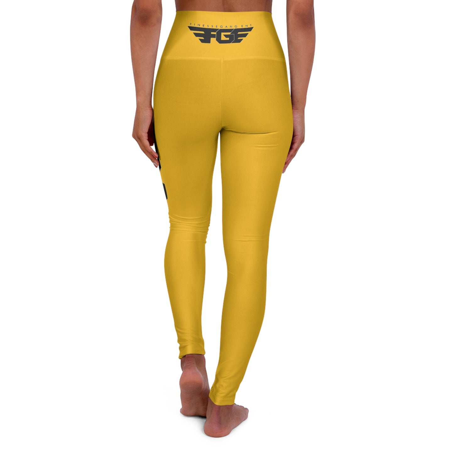 High Waisted FGE YELLOW Yoga Leggings, Fitness Wear, Activewear, Athleisure, Workout Tights, Yoga Pants, Gift for Fitness Enthusiasts