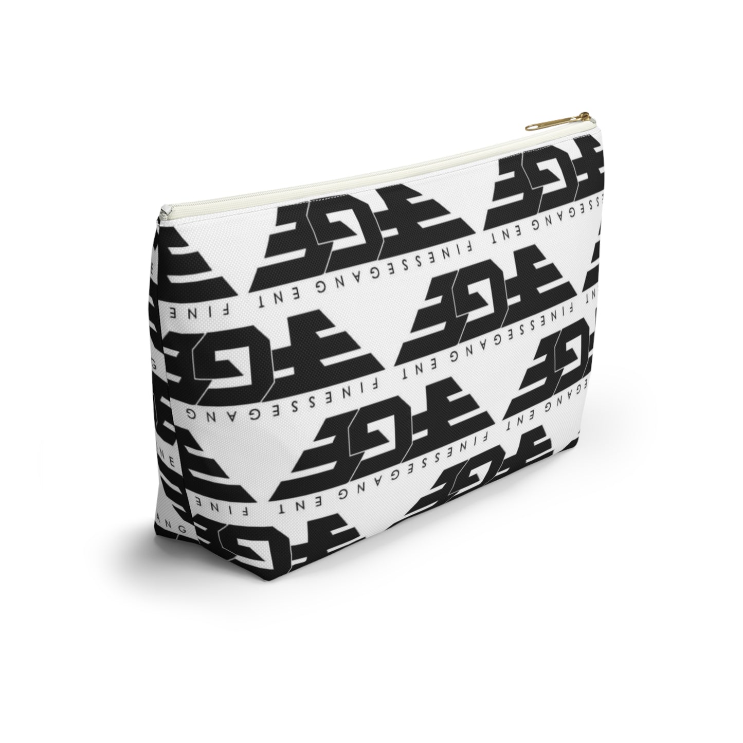 Stylish FGE Accessory Pouch - FinesseGang Design, Makeup Bag, Toiletry Bag, Travel Organizer, Gift for Trendsetters, Black and White Style