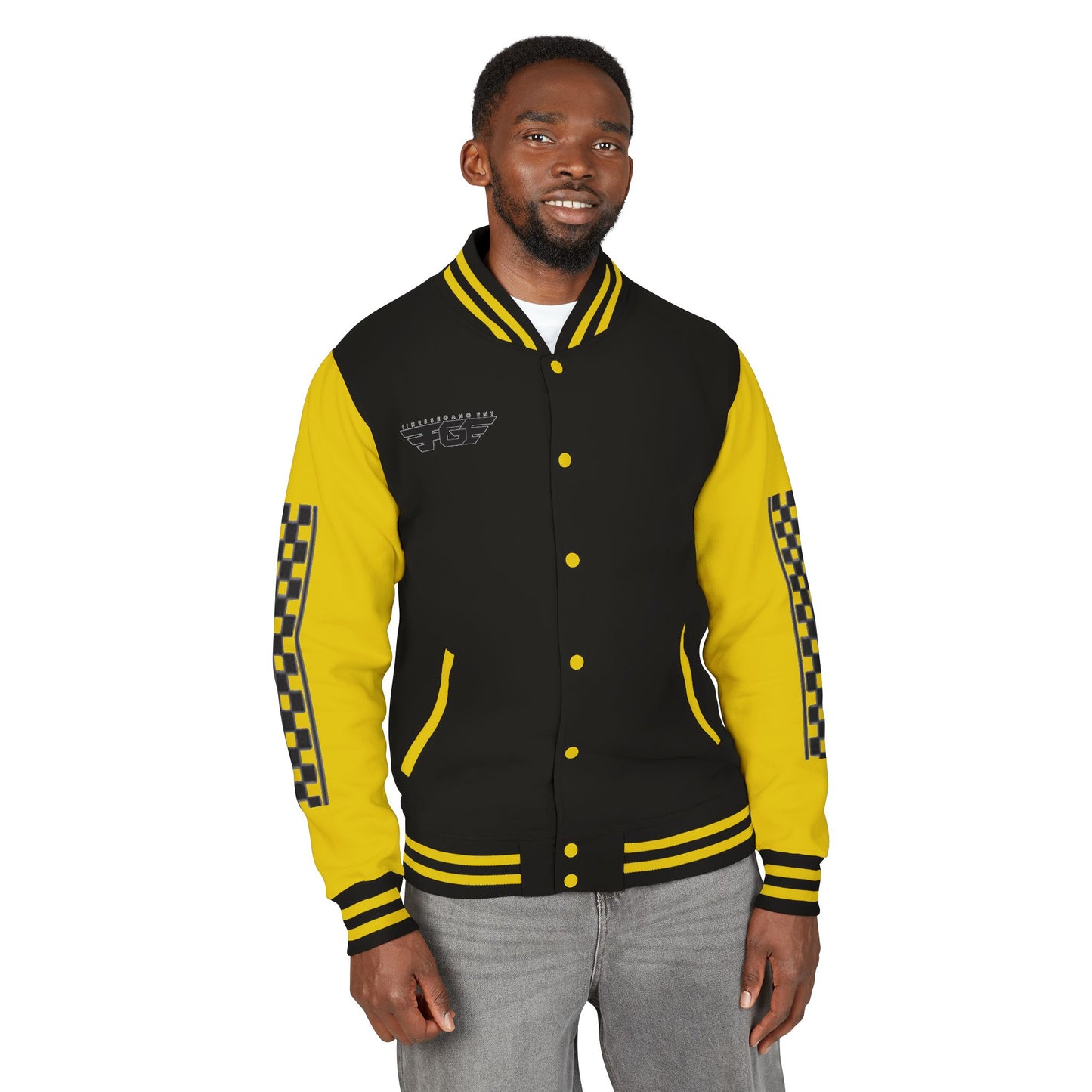 Stylish FGE Unisex Heavyweight Letterman Jacket with Bold Pattern - Perfect for Sports Fans, Casual Wear, College Events, Gifts & Celebrations