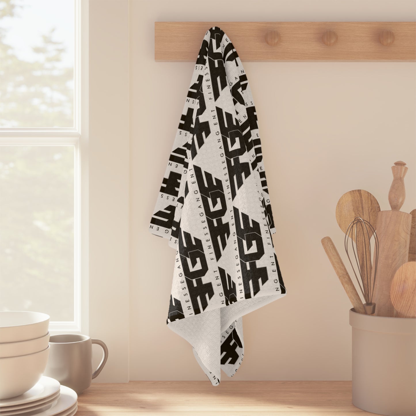 Chic FGE Microfiber Tea Towel for Modern Kitchens, Stylish Kitchen Decor, Housewarming Gift, Functional Art, Elegant Dining Accessories