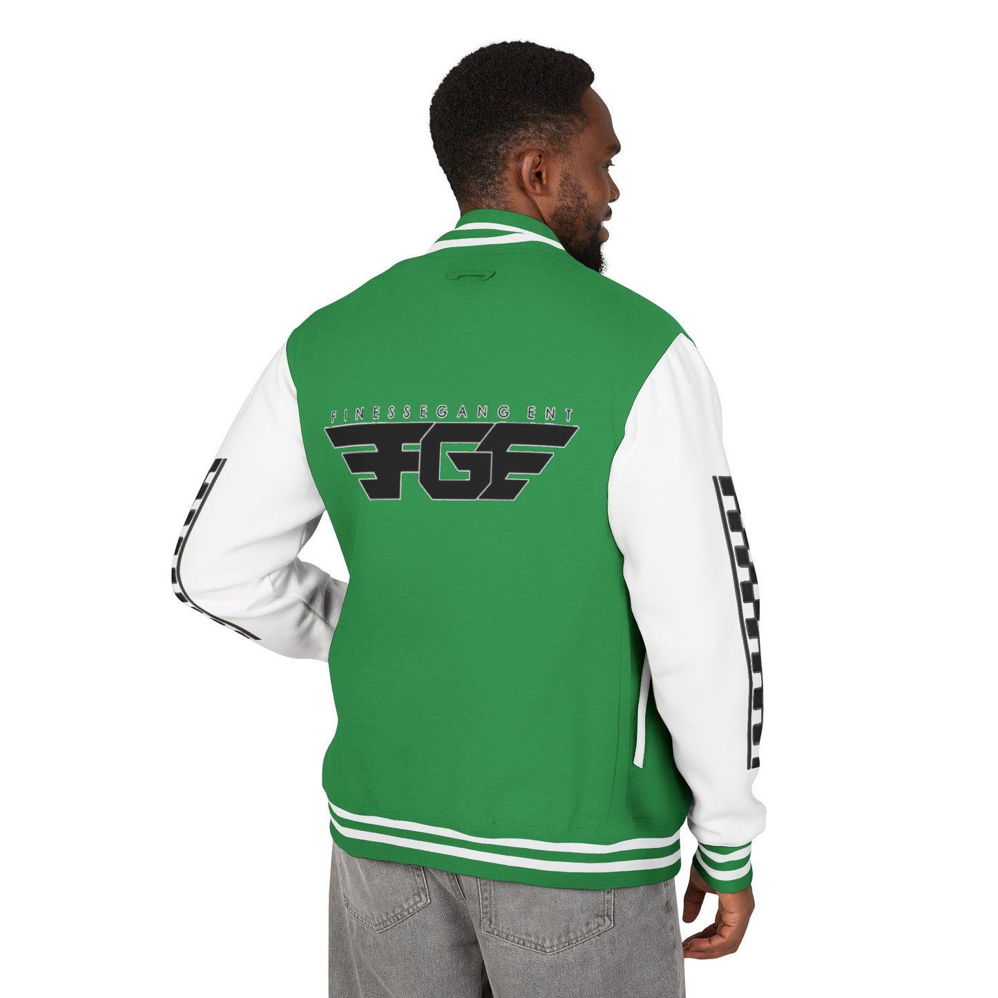 Stylish FGE Unisex Heavyweight Letterman Jacket with Bold Pattern - Perfect for Sports Fans, Casual Wear, College Events, Gifts & Celebrations