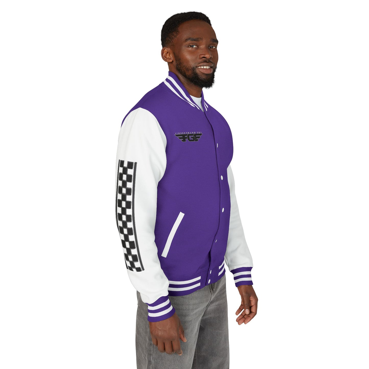 Stylish FGE Unisex Heavyweight Letterman Jacket with Bold Pattern - Perfect for Sports Fans, Casual Wear, College Events, Gifts & Celebrations