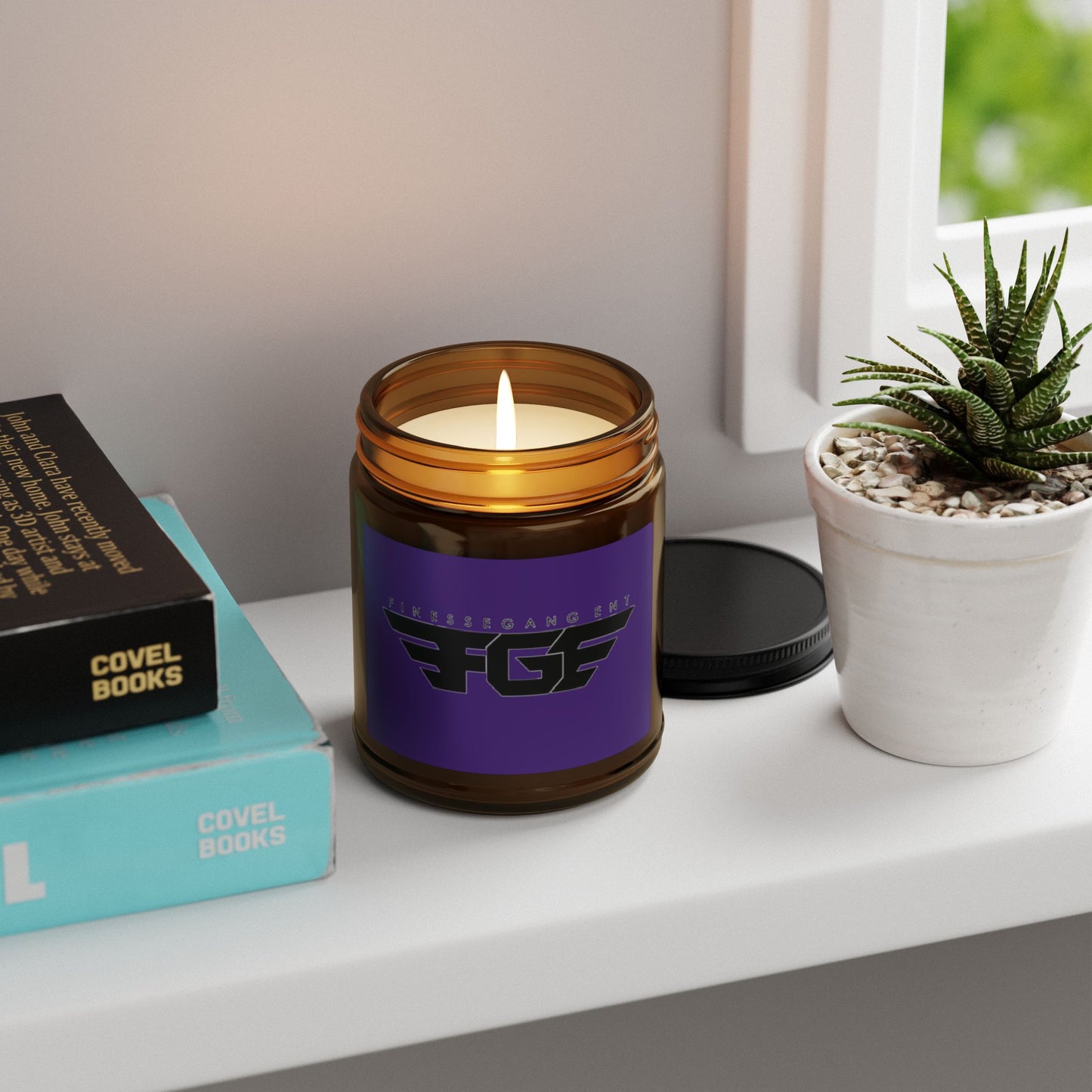 Scented FGE Soy Candle - Cozy Home Decor, Relaxing Atmosphere, Gift for Her, Aromatherapy, Self-Care, Special Occasions, Amber Jar