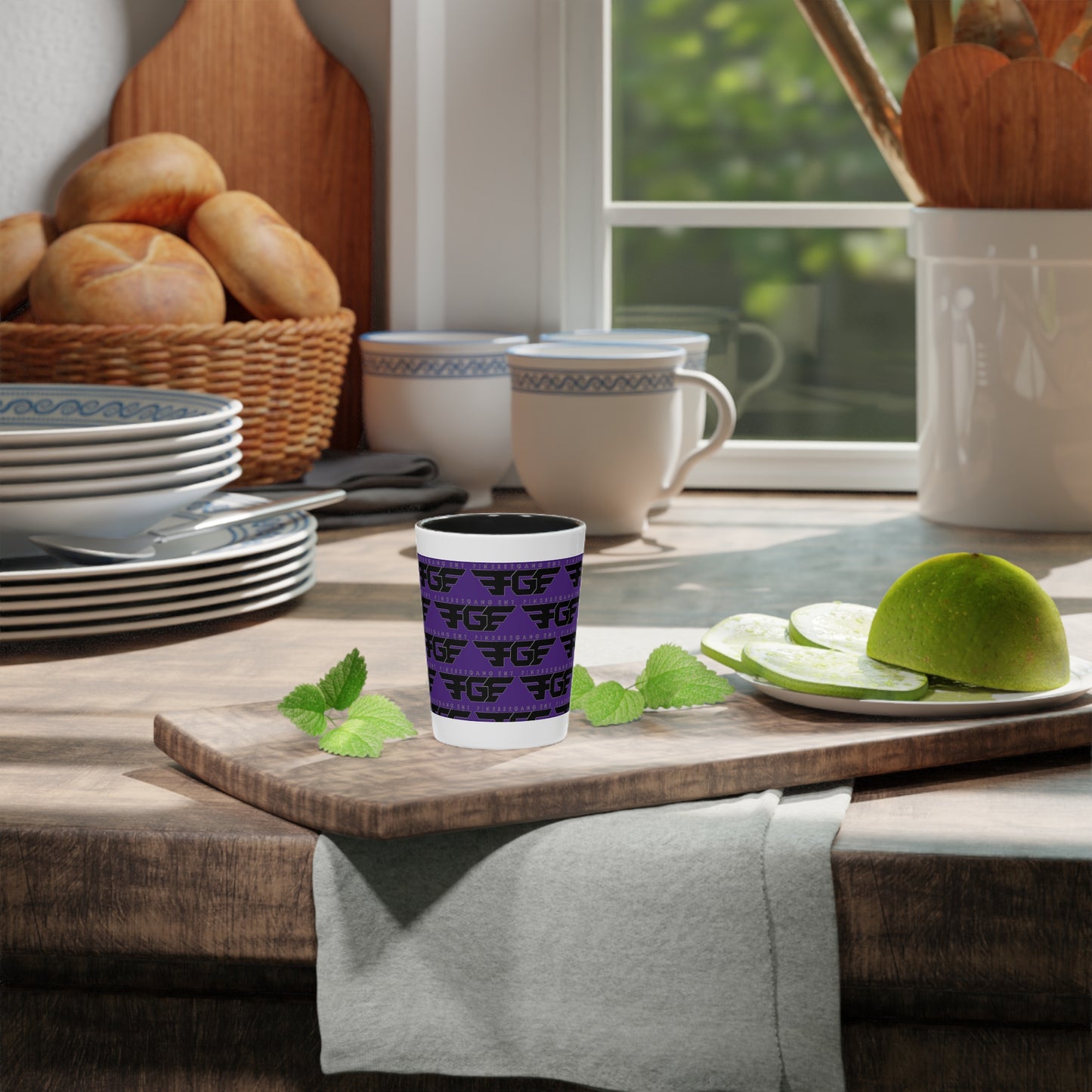 Bold Purple FGE Graphic Shot Glass | Fun Party Favor, Unique Gift for Gamers, Retro Decor for Home Bars, Perfect for Special Celebrations