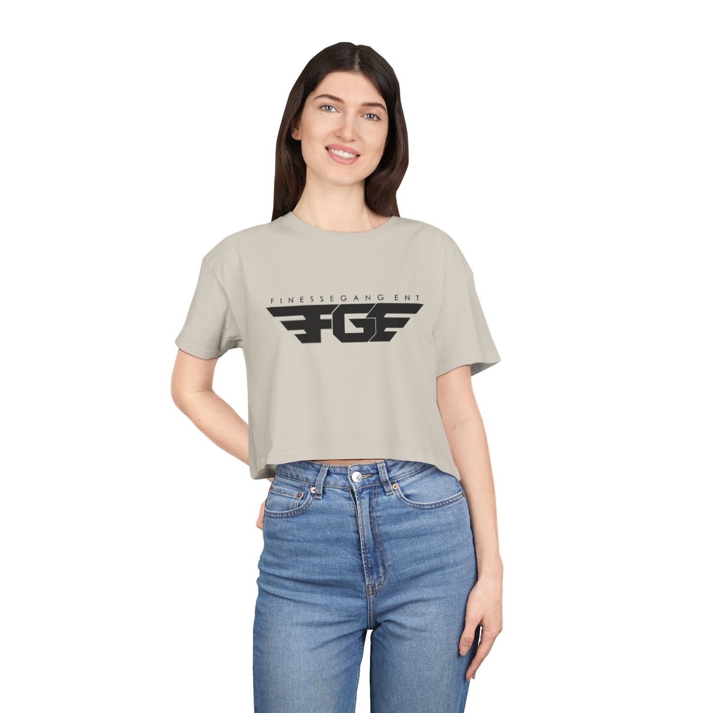 FGE Fitness Gang Women's Crop Tee, Trendy Workout Top, Gym Apparel, Casual Style, Fashionable Sportswear