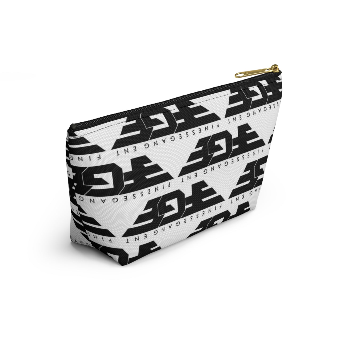 Stylish FGE Accessory Pouch - FinesseGang Design, Makeup Bag, Toiletry Bag, Travel Organizer, Gift for Trendsetters, Black and White Style