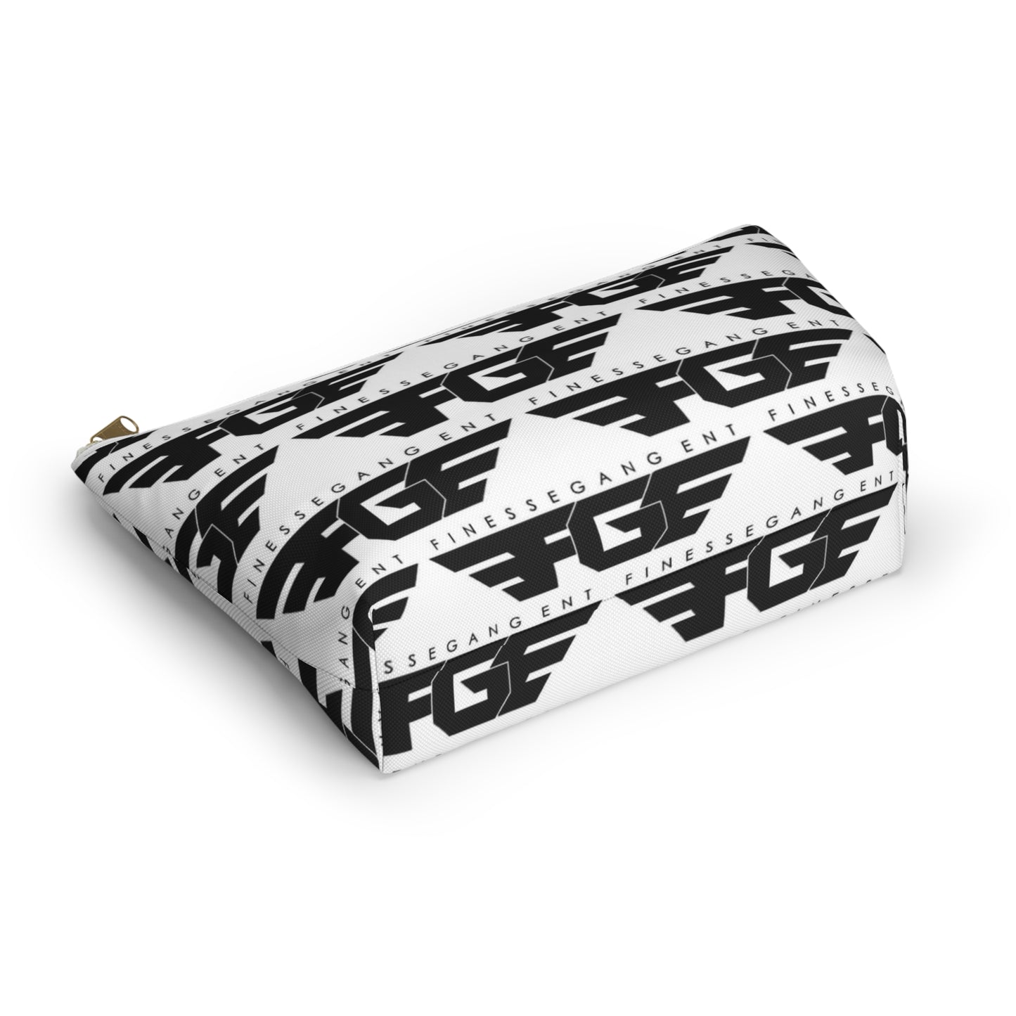 Stylish FGE Accessory Pouch - FinesseGang Design, Makeup Bag, Toiletry Bag, Travel Organizer, Gift for Trendsetters, Black and White Style