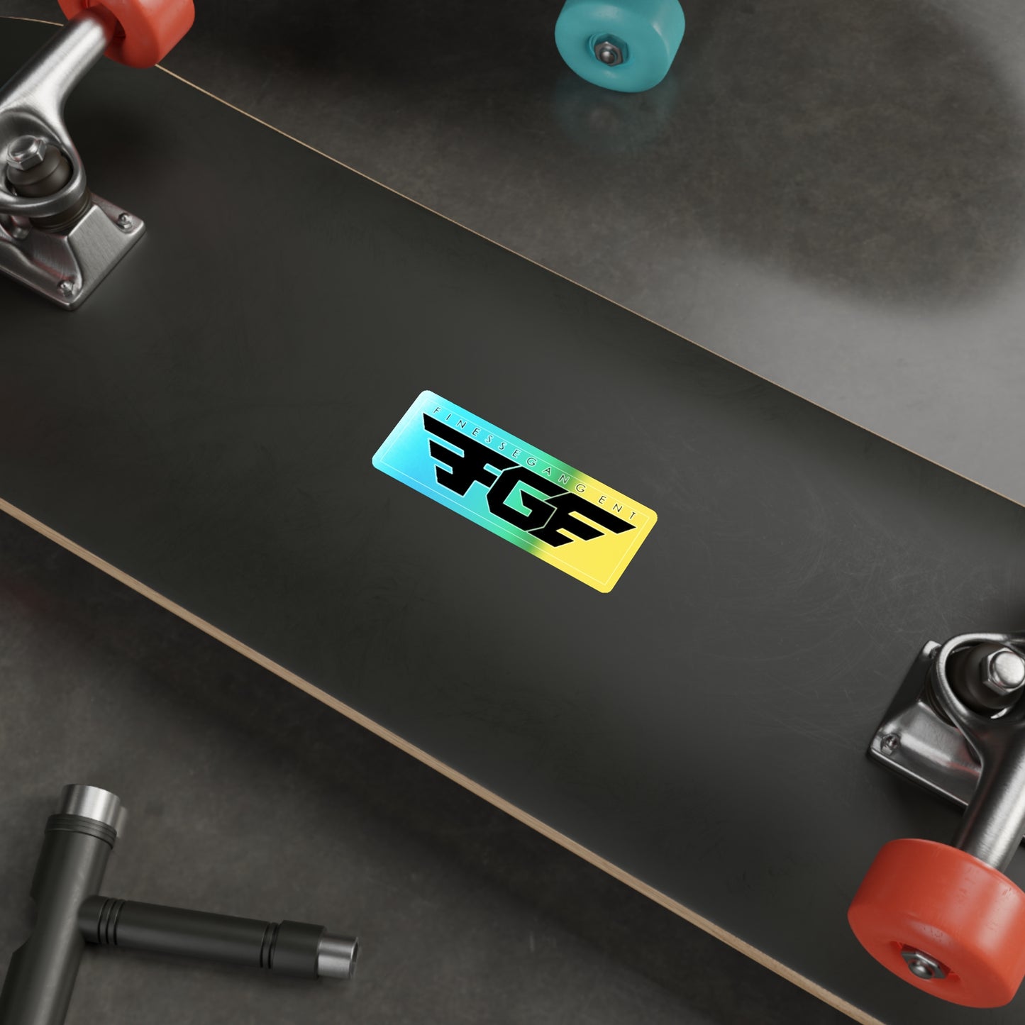 Holographic FGE Die-cut Stickers - Vibrant Skateboard Decals, Custom Stickers for FGE Fans, Trendy Art for Laptops & Water Bottles, Perfect Gift