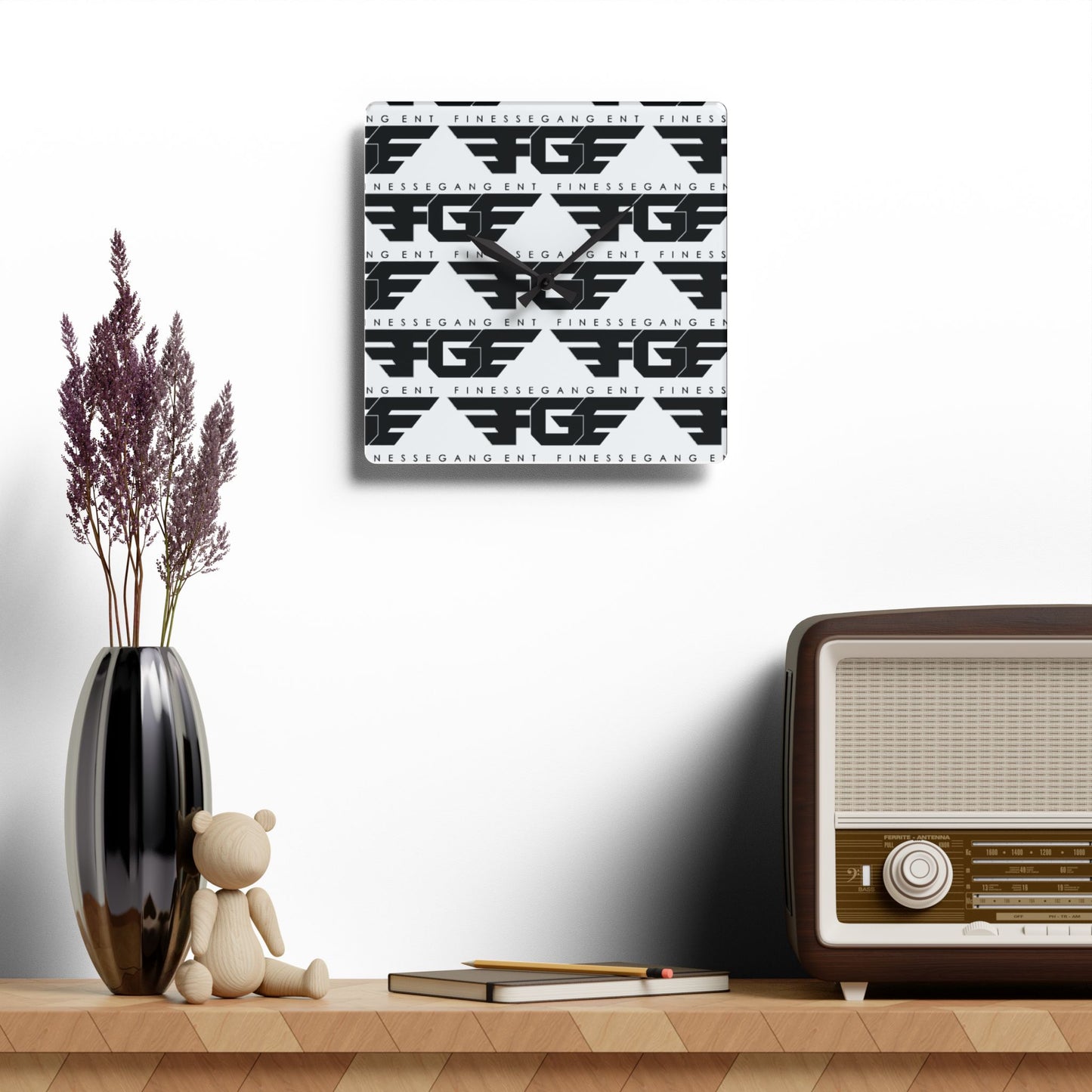 Stylish FGE Acrylic Wall Clock with Unique Graphic Design, Modern Home Decor, Minimalist Wall Art, Gift for Music Lovers, Unique Timepiece