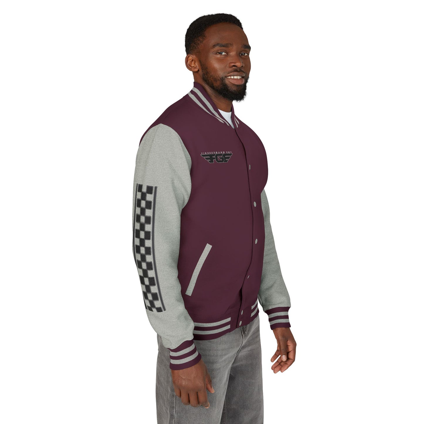 Stylish FGE Unisex Heavyweight Letterman Jacket with Bold Pattern - Perfect for Sports Fans, Casual Wear, College Events, Gifts & Celebrations