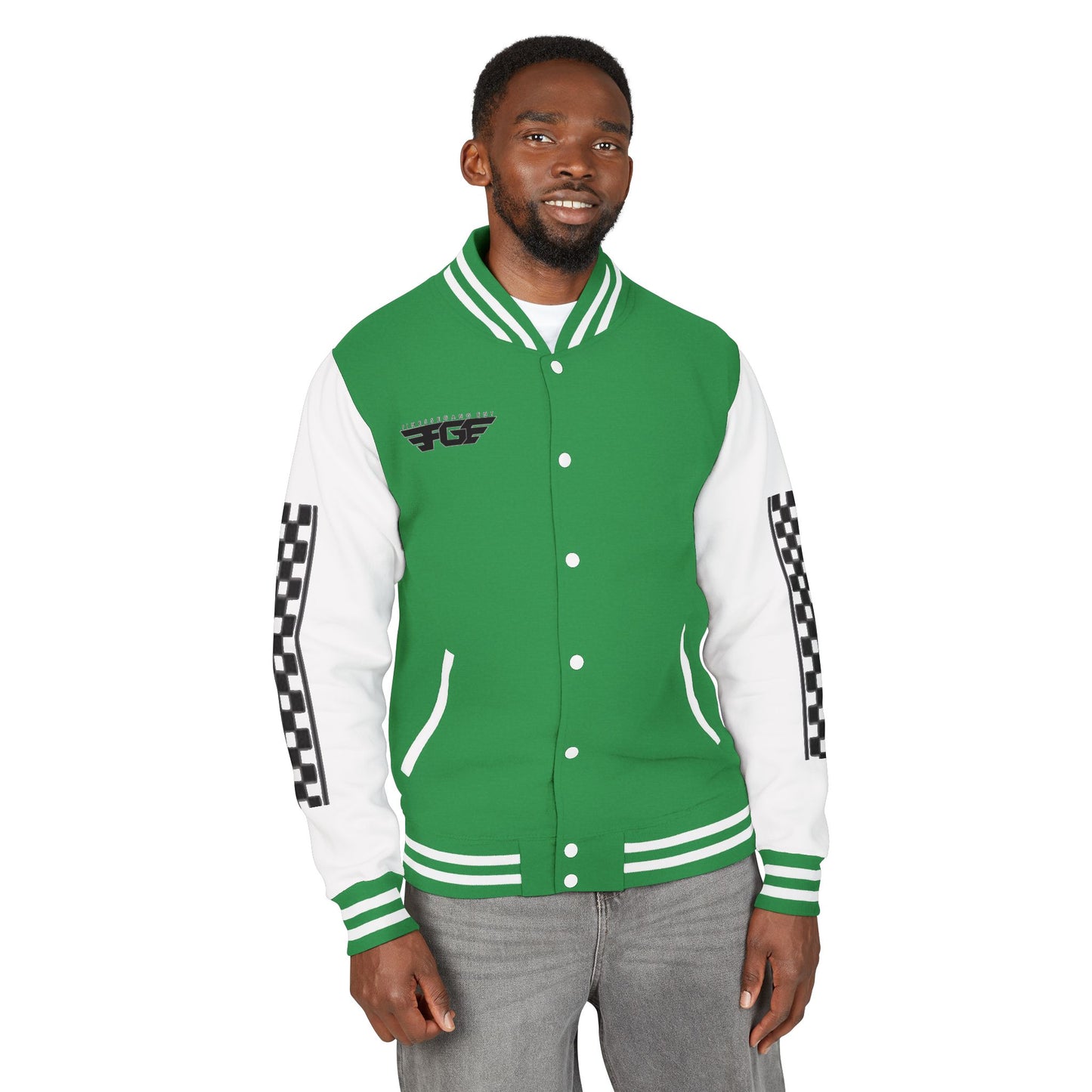 Stylish FGE Unisex Heavyweight Letterman Jacket with Bold Pattern - Perfect for Sports Fans, Casual Wear, College Events, Gifts & Celebrations