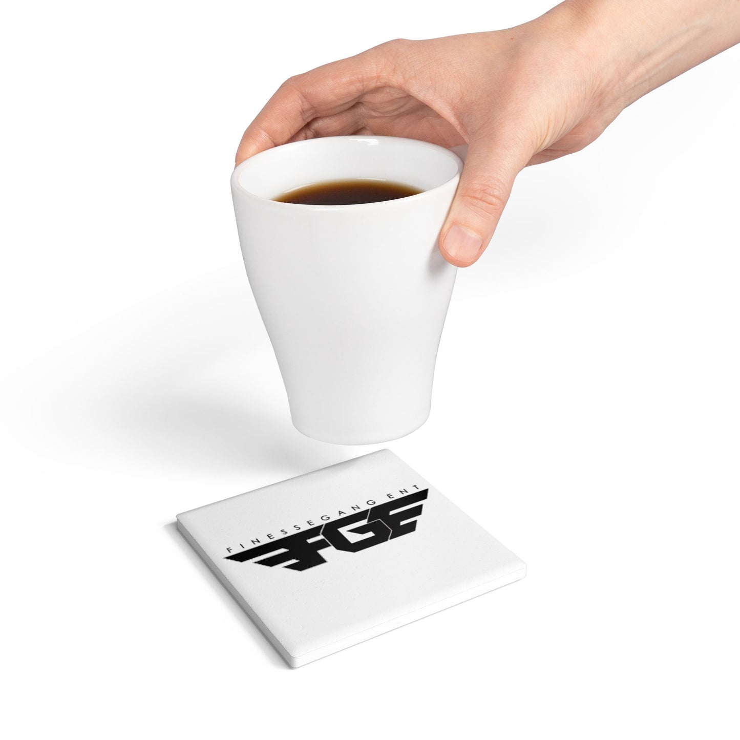 Stylish FGE Ceramic Coaster Set - Finessegang FGF Design, Home Decor, Drinkware, Gift for Friends, Party Essential