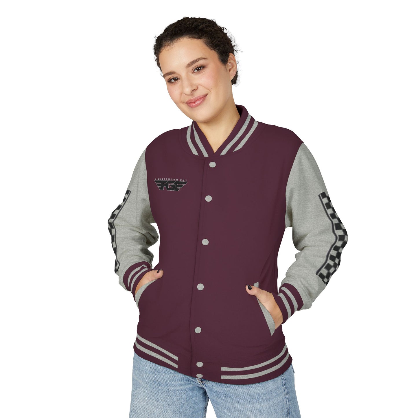 Stylish FGE Unisex Heavyweight Letterman Jacket with Bold Pattern - Perfect for Sports Fans, Casual Wear, College Events, Gifts & Celebrations