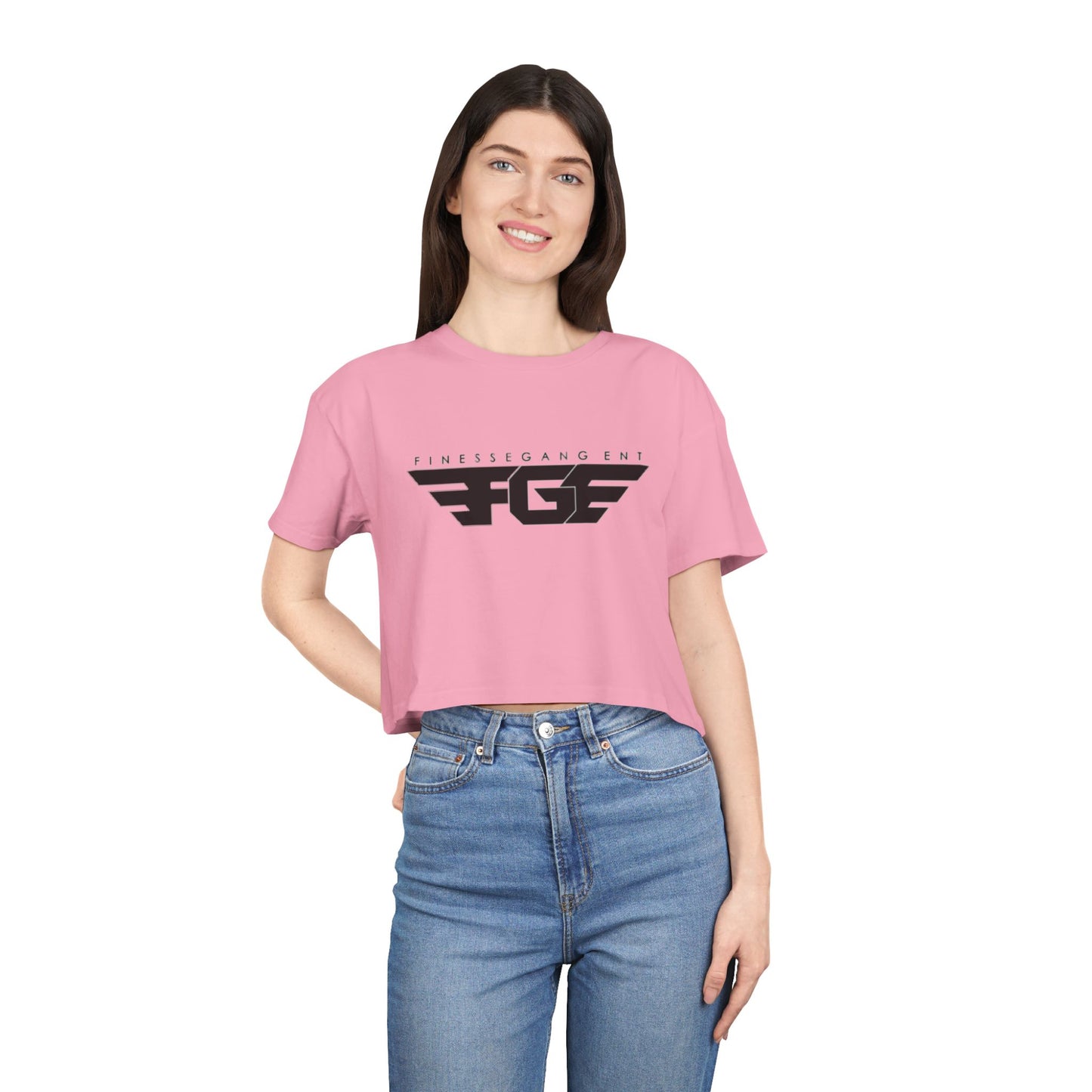 FGE Fitness Gang Women's Crop Tee, Trendy Workout Top, Gym Apparel, Casual Style, Fashionable Sportswear
