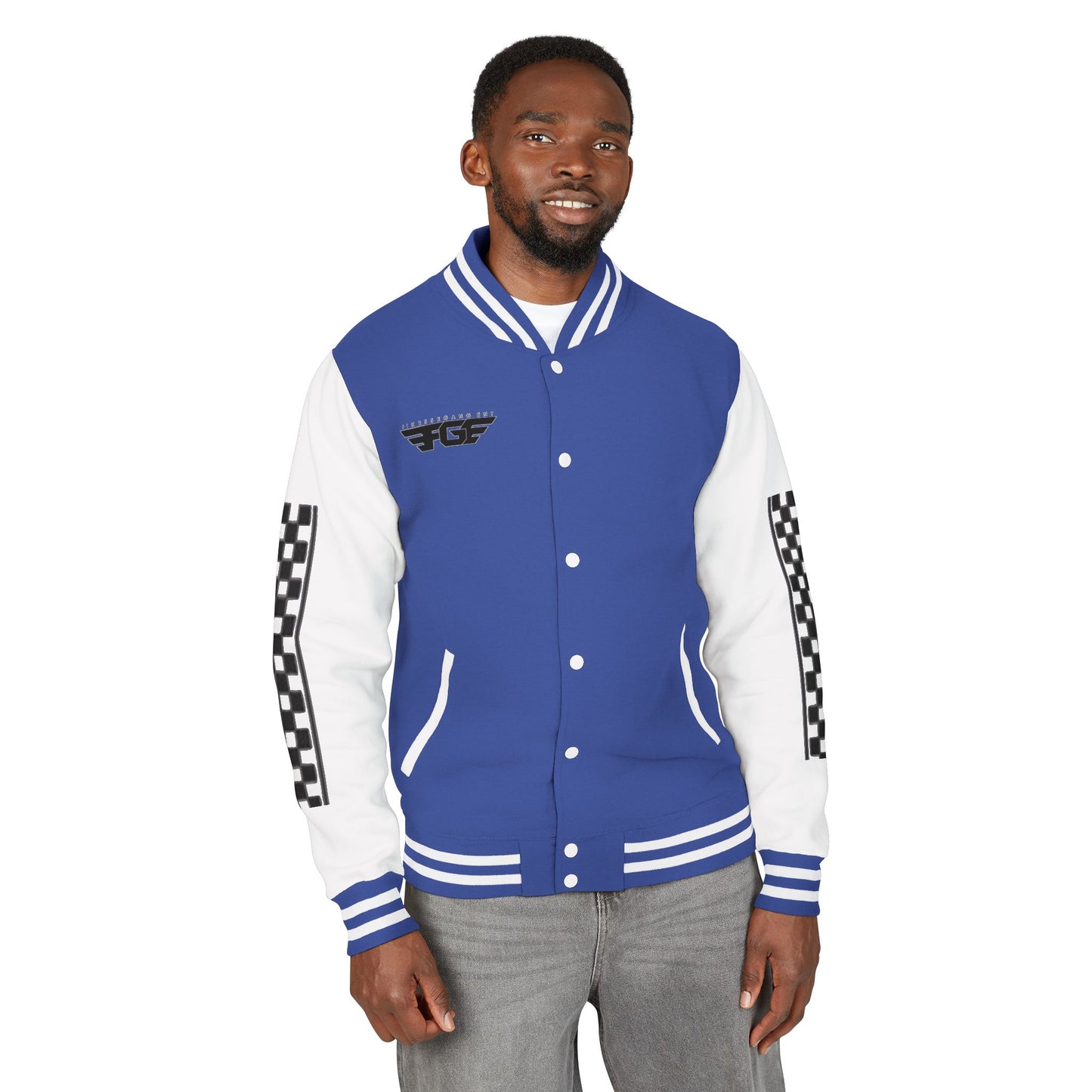Stylish FGE Unisex Heavyweight Letterman Jacket with Bold Pattern - Perfect for Sports Fans, Casual Wear, College Events, Gifts & Celebrations