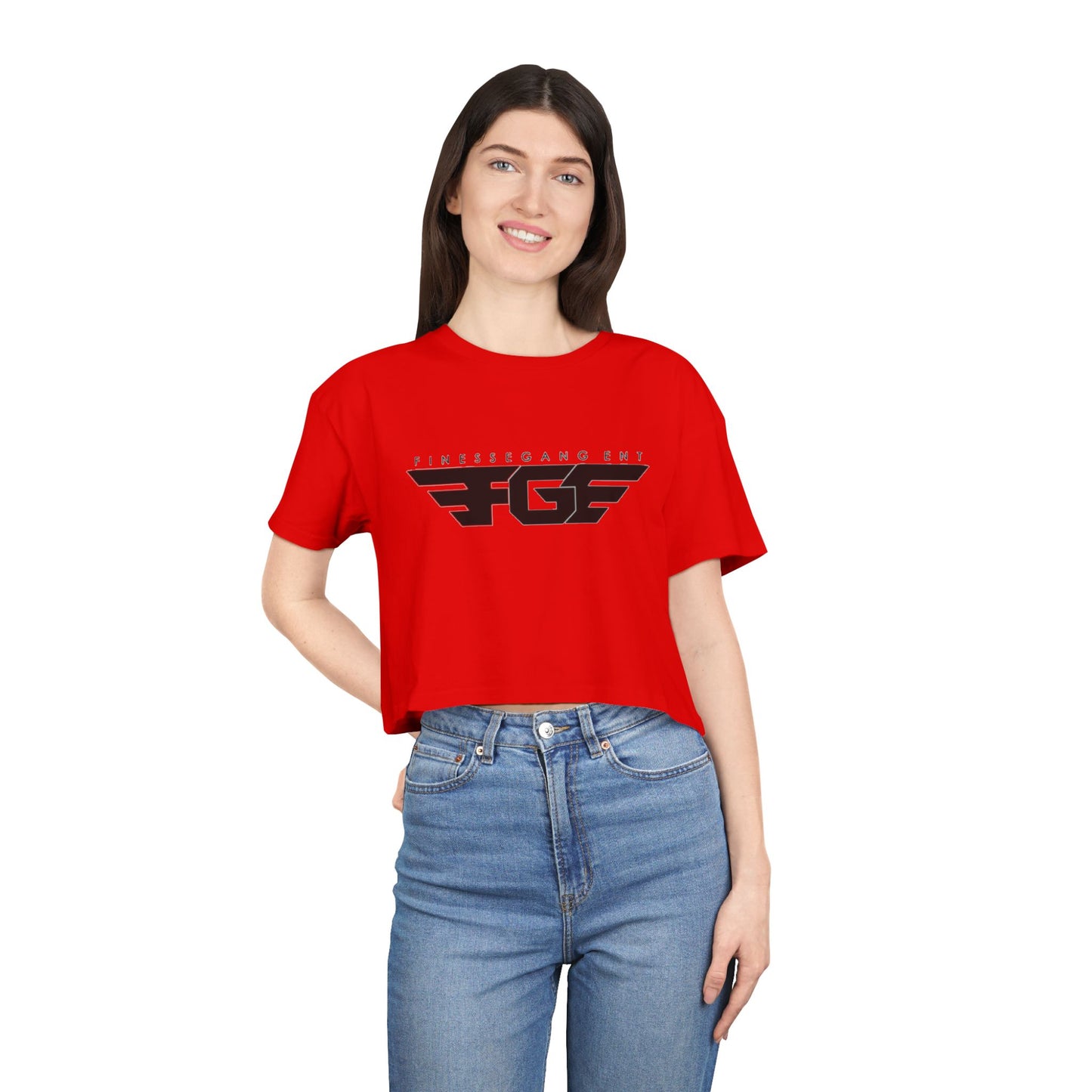 FGE Fitness Gang Women's Crop Tee, Trendy Workout Top, Gym Apparel, Casual Style, Fashionable Sportswear