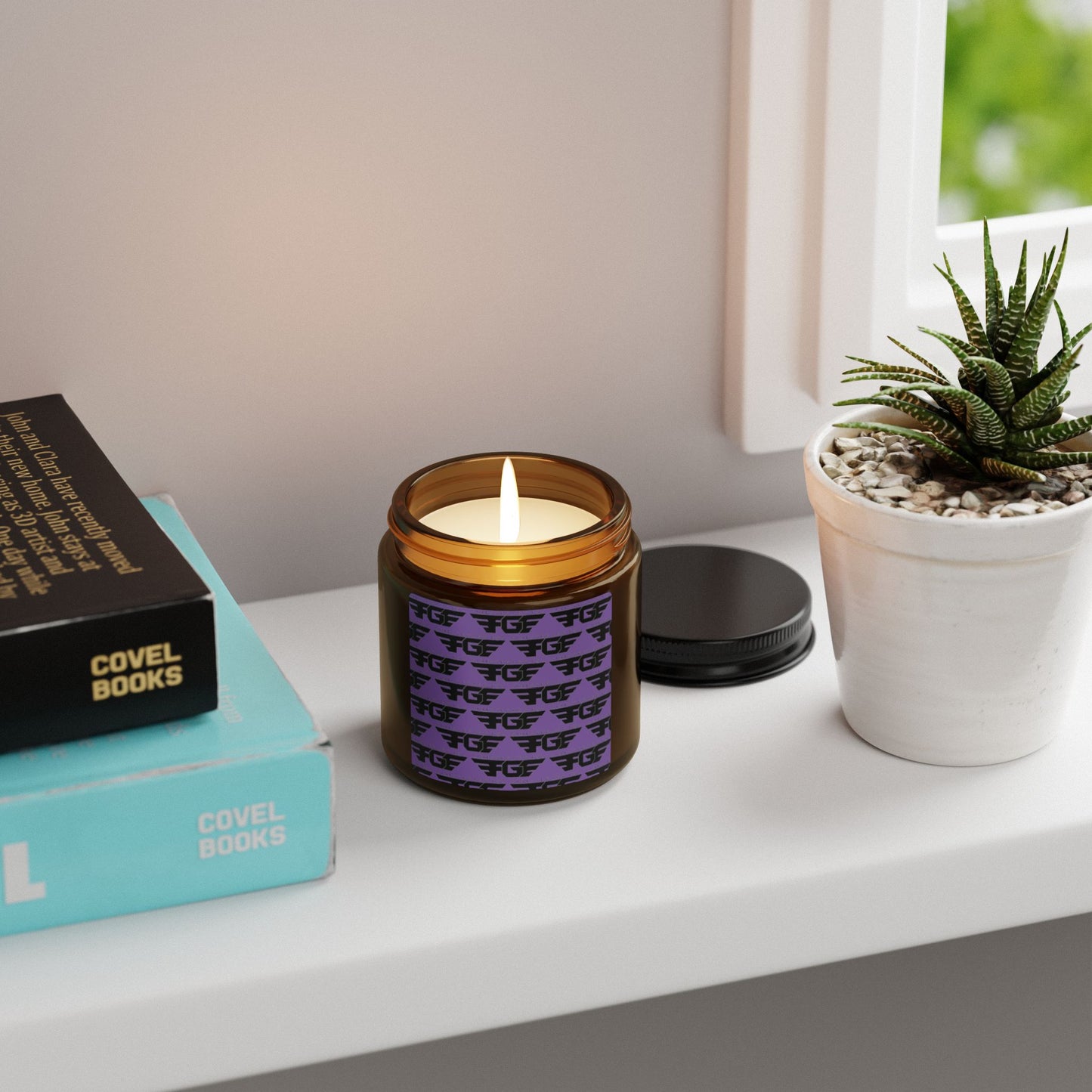 Vibrant FGE Scented Soy Candle in Amber Jar, Relaxing Aromatherapy Gift, Home Decor, Eco-Friendly Candle, Perfect for Birthdays, Holidays