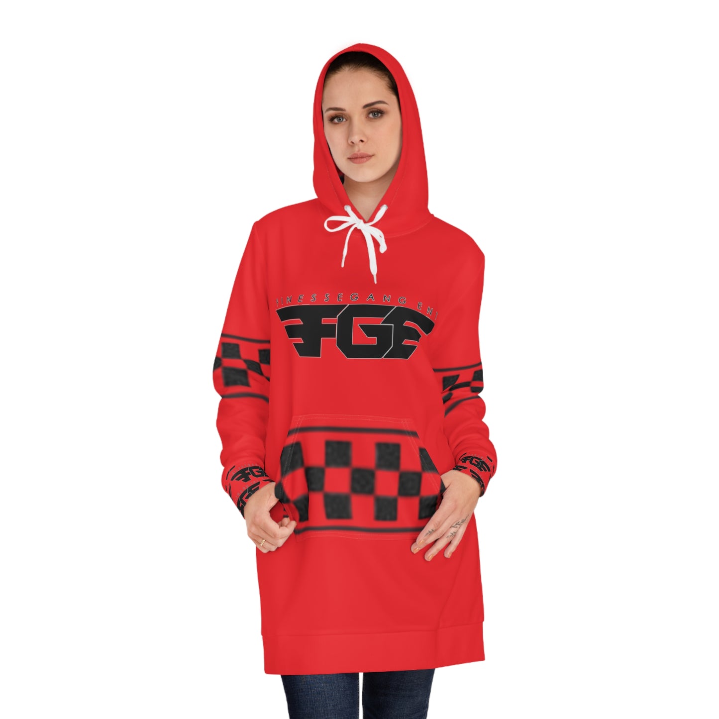 Stylish FGE Women's Hoodie Dress with Unique Graphic Design | Casual Apparel, Loungewear, Gift for Her, Athleisure, Trendy Fashion