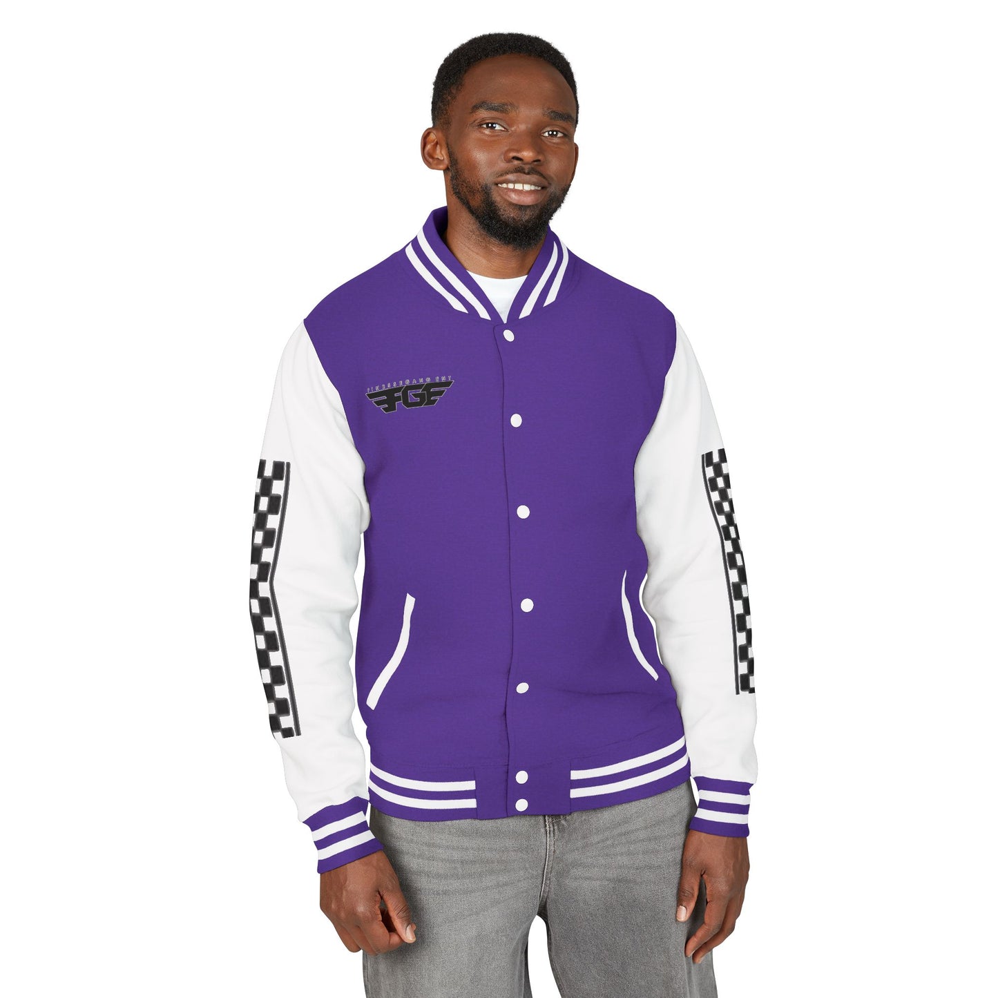 Stylish FGE Unisex Heavyweight Letterman Jacket with Bold Pattern - Perfect for Sports Fans, Casual Wear, College Events, Gifts & Celebrations