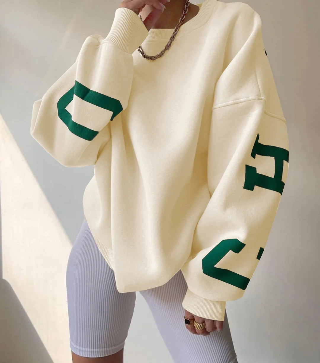 OEM Customized Logo Wholesale Fall Women Clothing Casual Long Sleeve Letter Printed Basic Pullover Sweatshirts